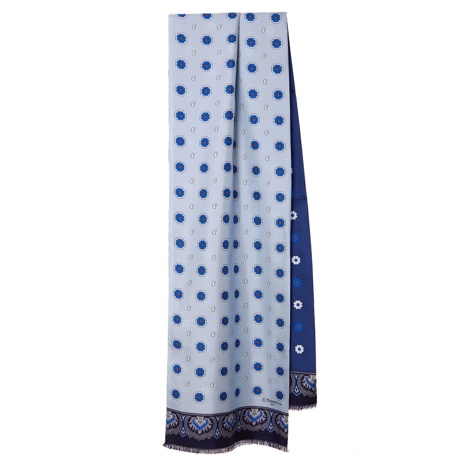 LIGHT AND DARK BLUE DOUBLE SILK SCARF