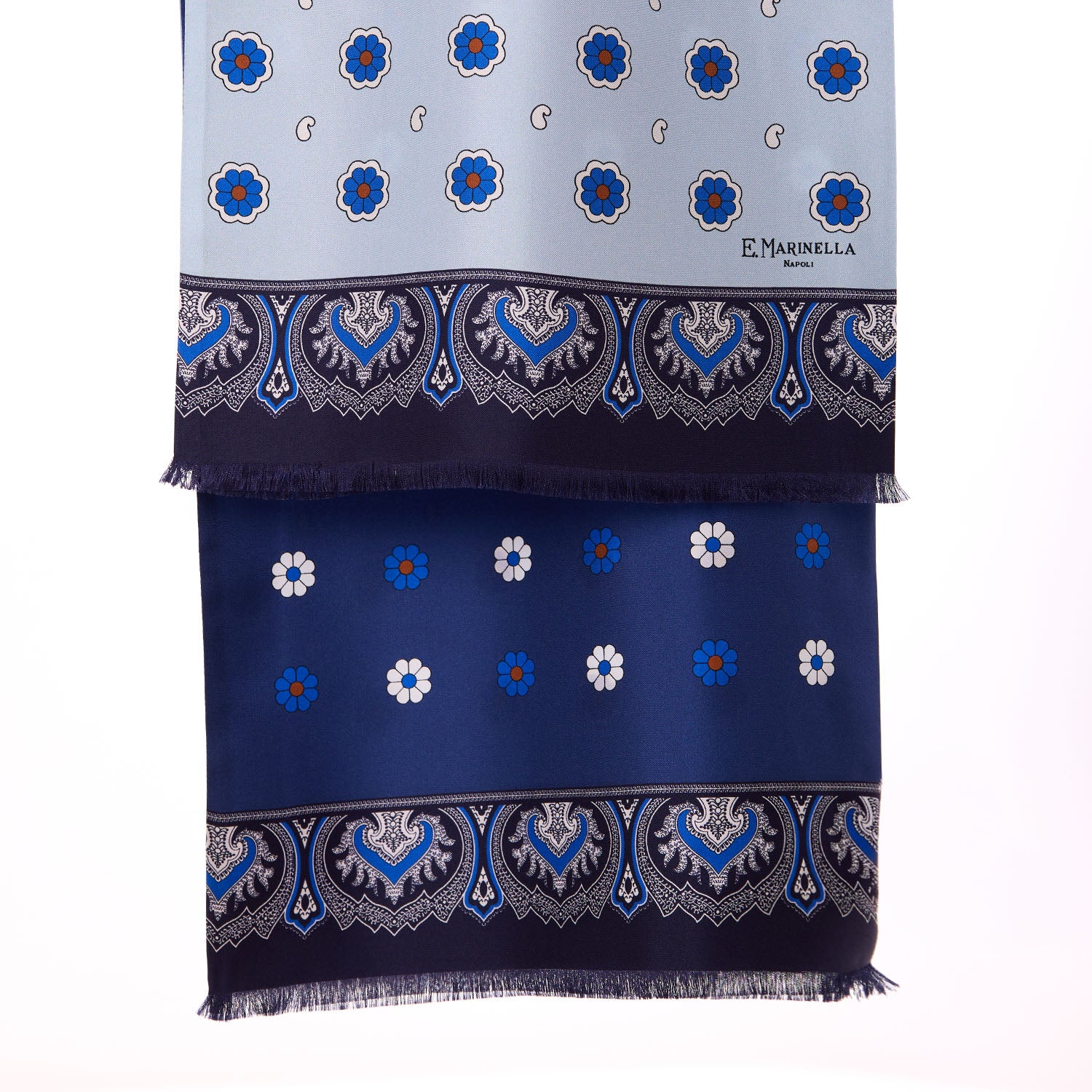 LIGHT AND DARK BLUE DOUBLE SILK SCARF - Image 2