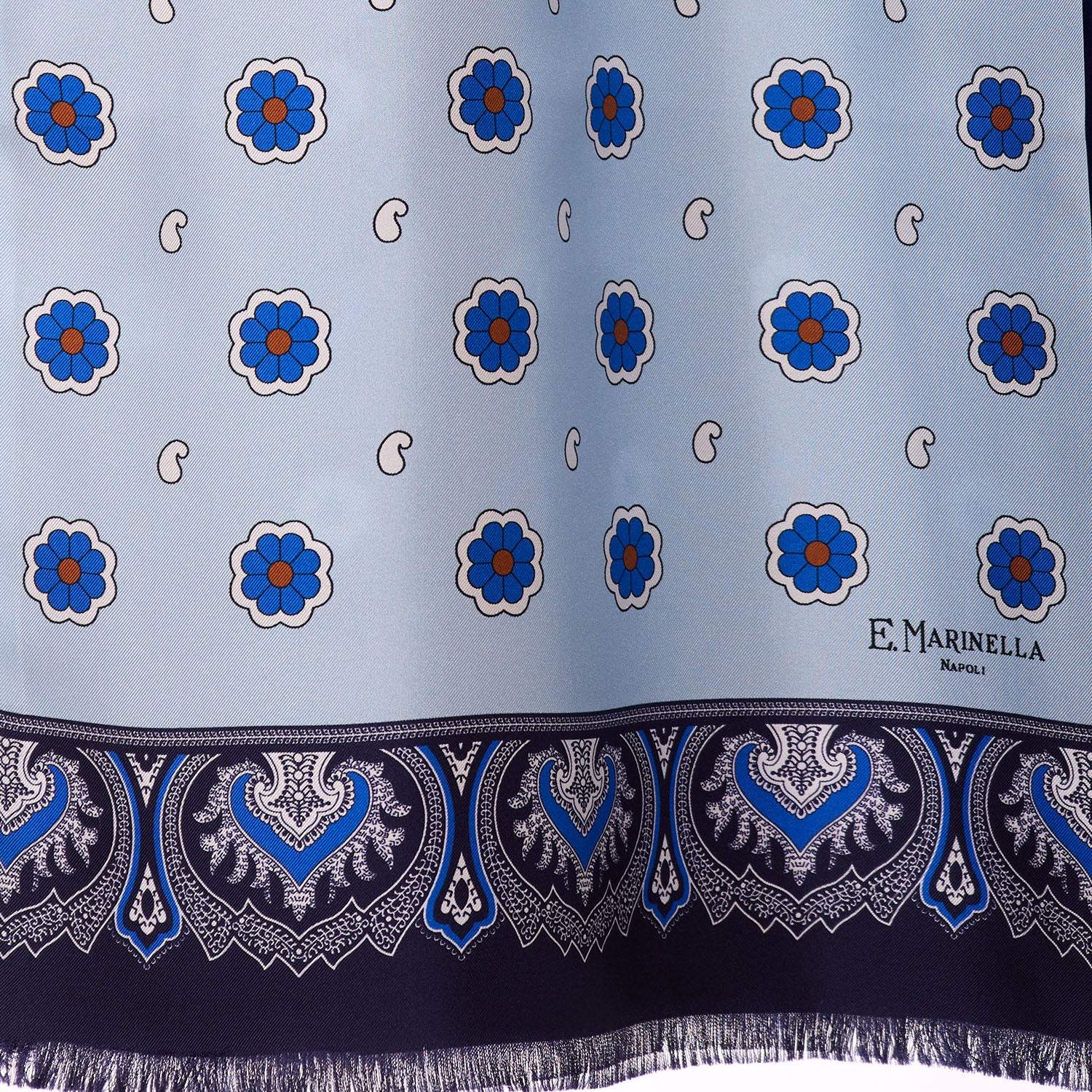 LIGHT AND DARK BLUE DOUBLE SILK SCARF - Image 3