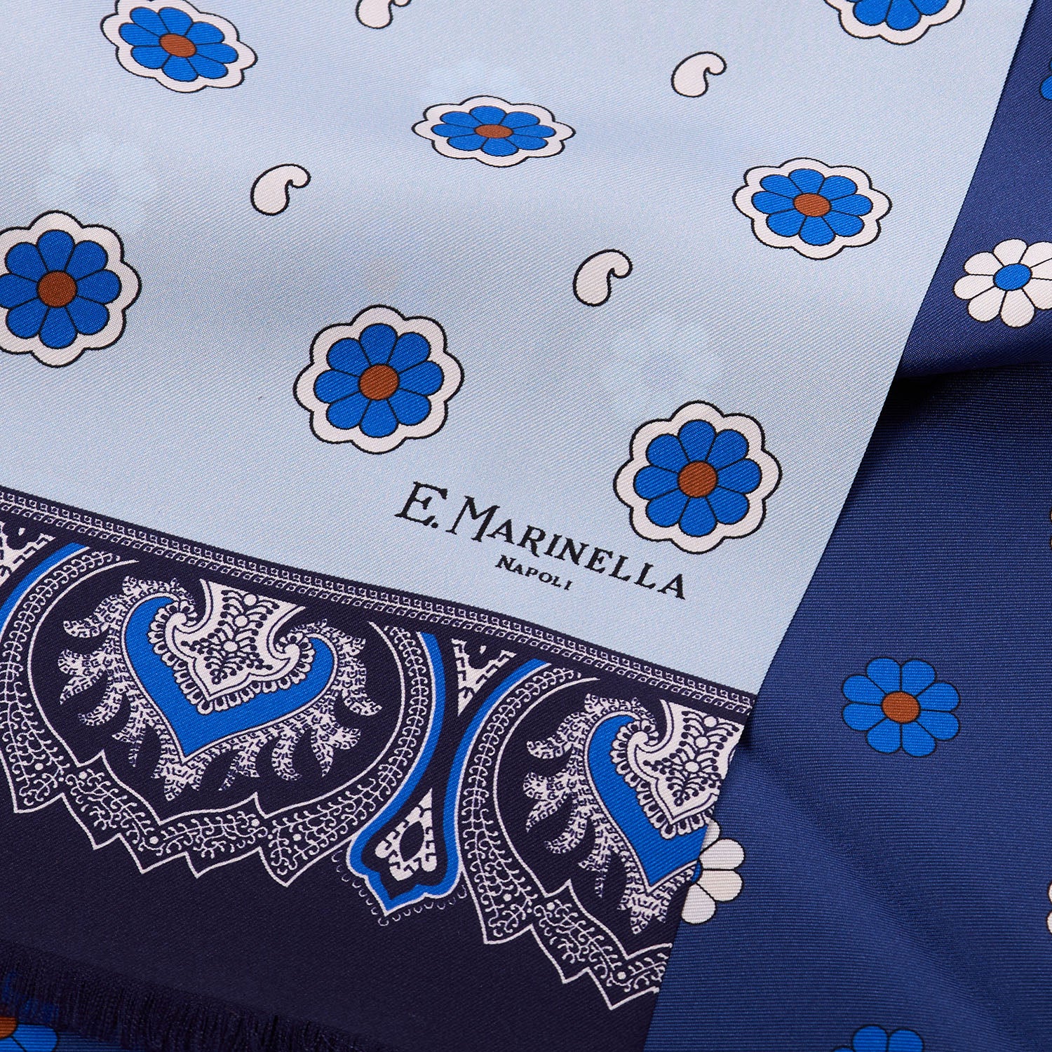LIGHT AND DARK BLUE DOUBLE SILK SCARF - Image 4