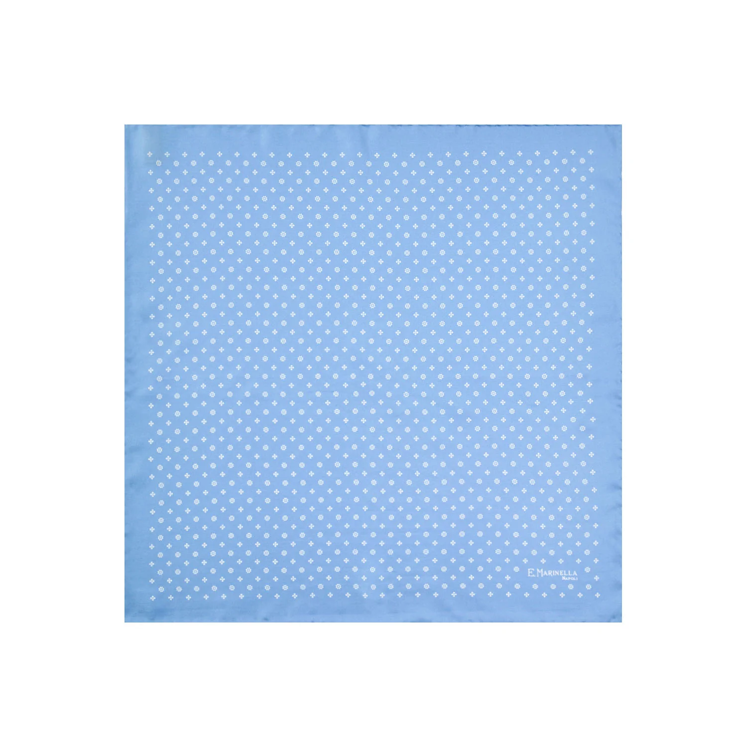 LIGHT BLUE HAND-PRINTED SILK POCKET SQUARE