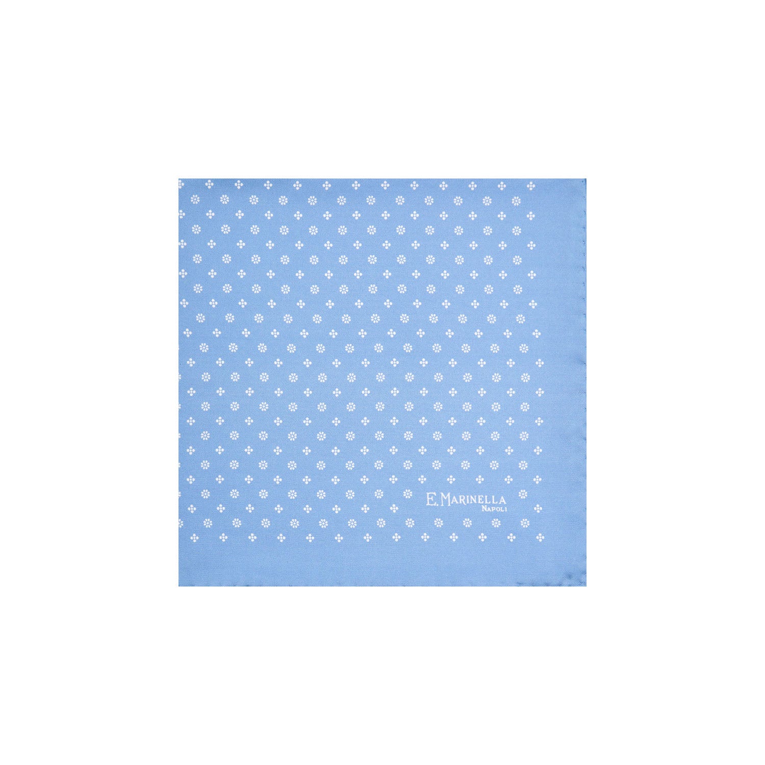LIGHT BLUE HAND-PRINTED SILK POCKET SQUARE - Image 2