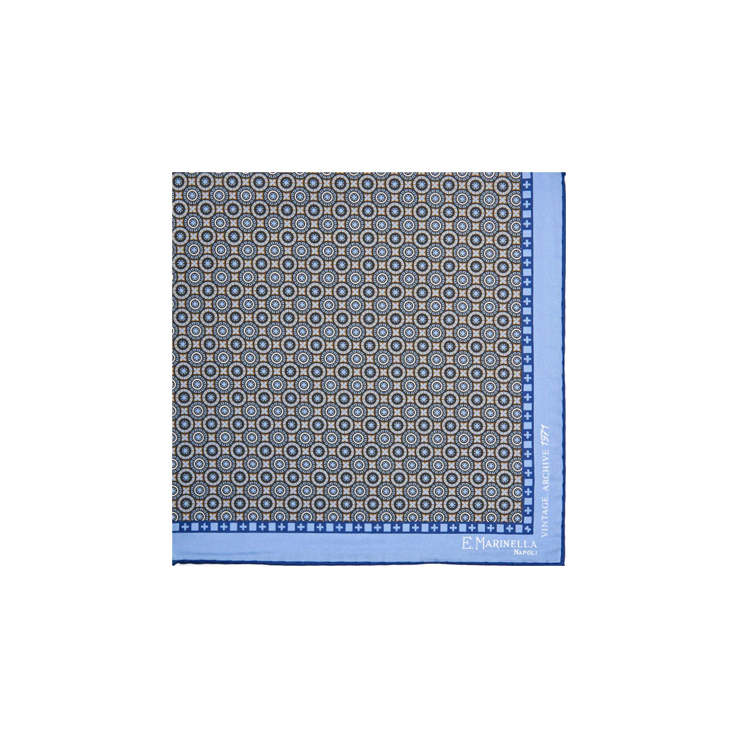 LIGHT BLUE HAND-PRINTED SILK POCKET SQUARE - Image 2