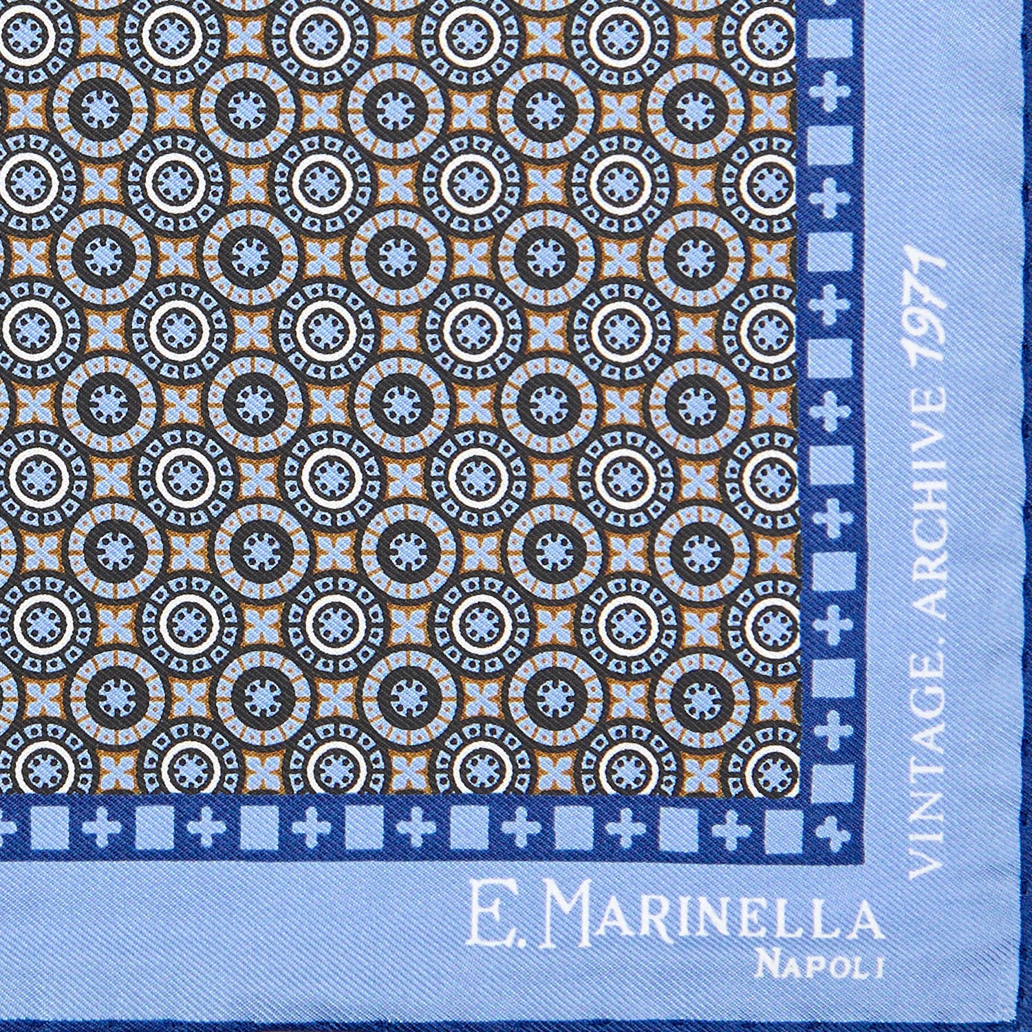 LIGHT BLUE HAND-PRINTED SILK POCKET SQUARE - Image 3