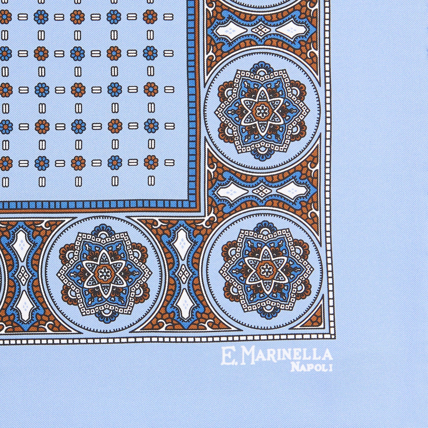 LIGHT BLUE HAND-PRINTED SILK POCKET SQUARE - Image 3