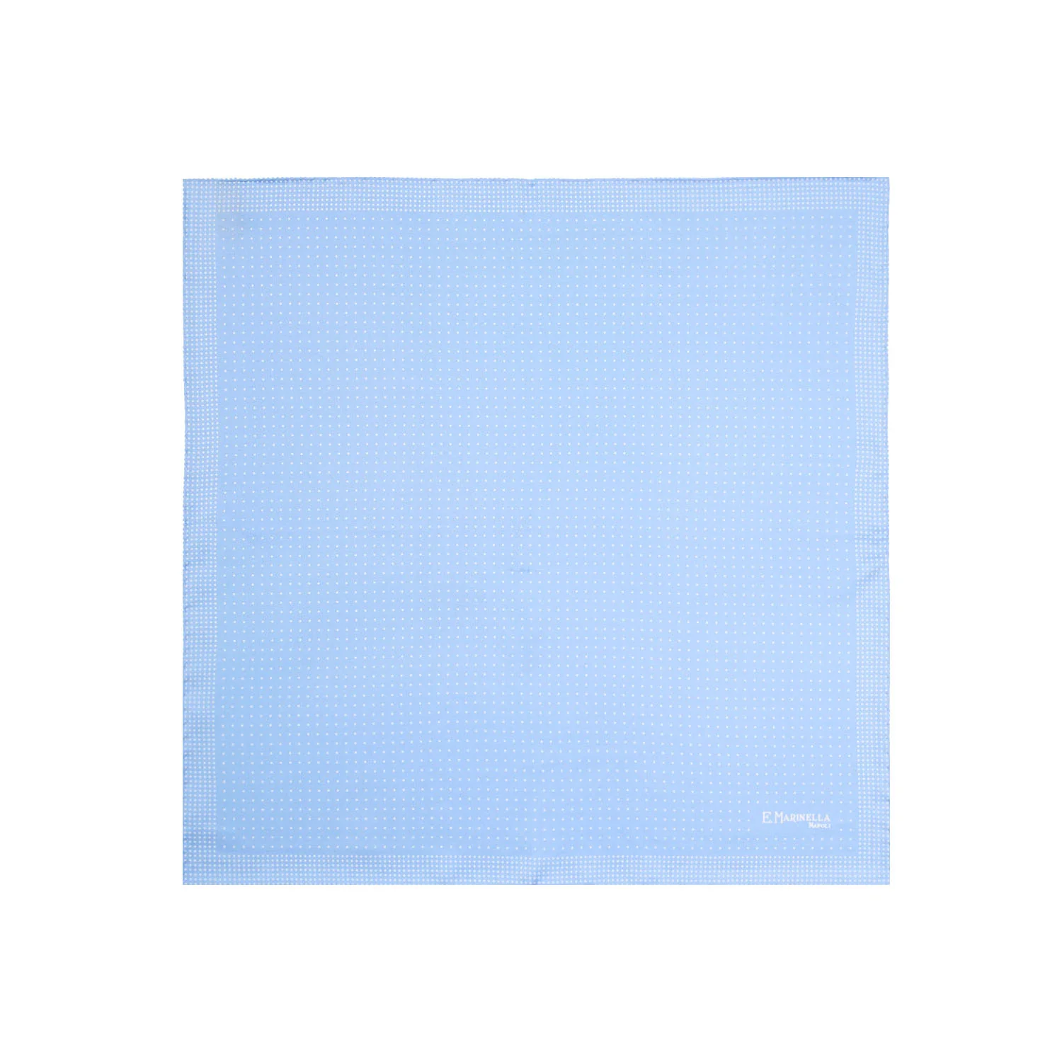 LIGHT BLUE HAND-PRINTED SILK POCKET SQUARE