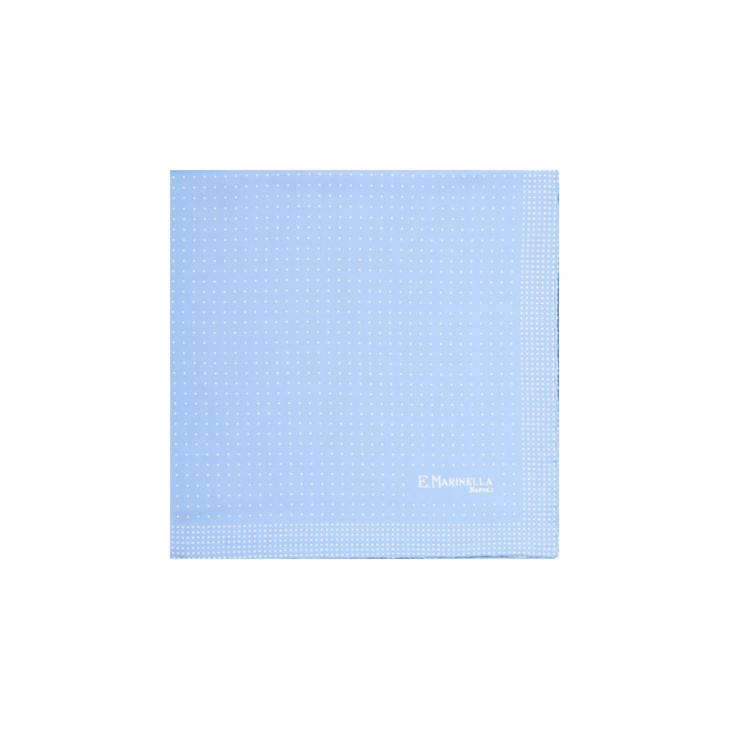 LIGHT BLUE HAND-PRINTED SILK POCKET SQUARE - Image 2