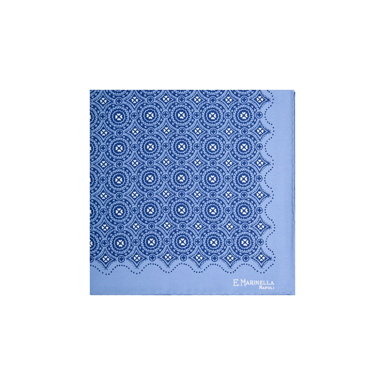 LIGHT BLUE HAND-PRINTED SILK POCKET SQUARE - Image 2