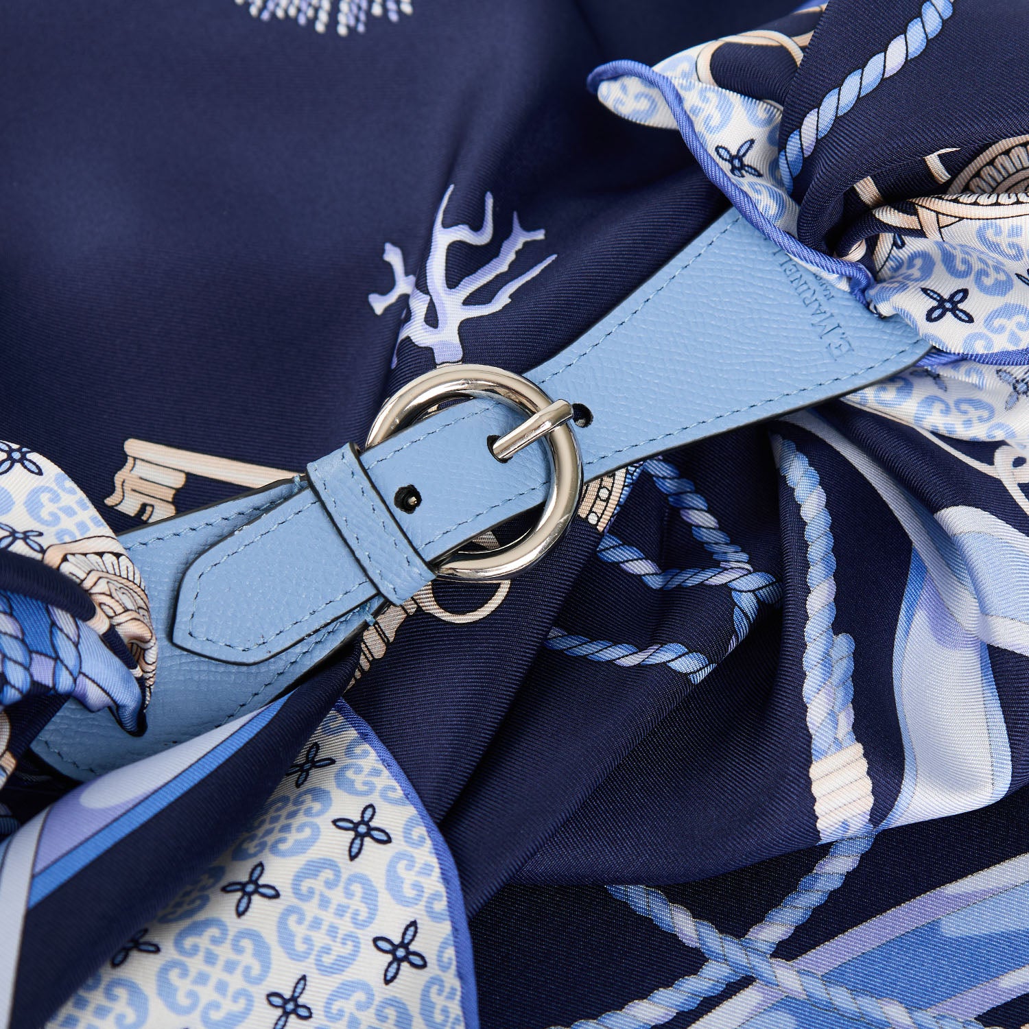 LIGHT BLUE LEATHER SCARF-BUCKLE - Image 3