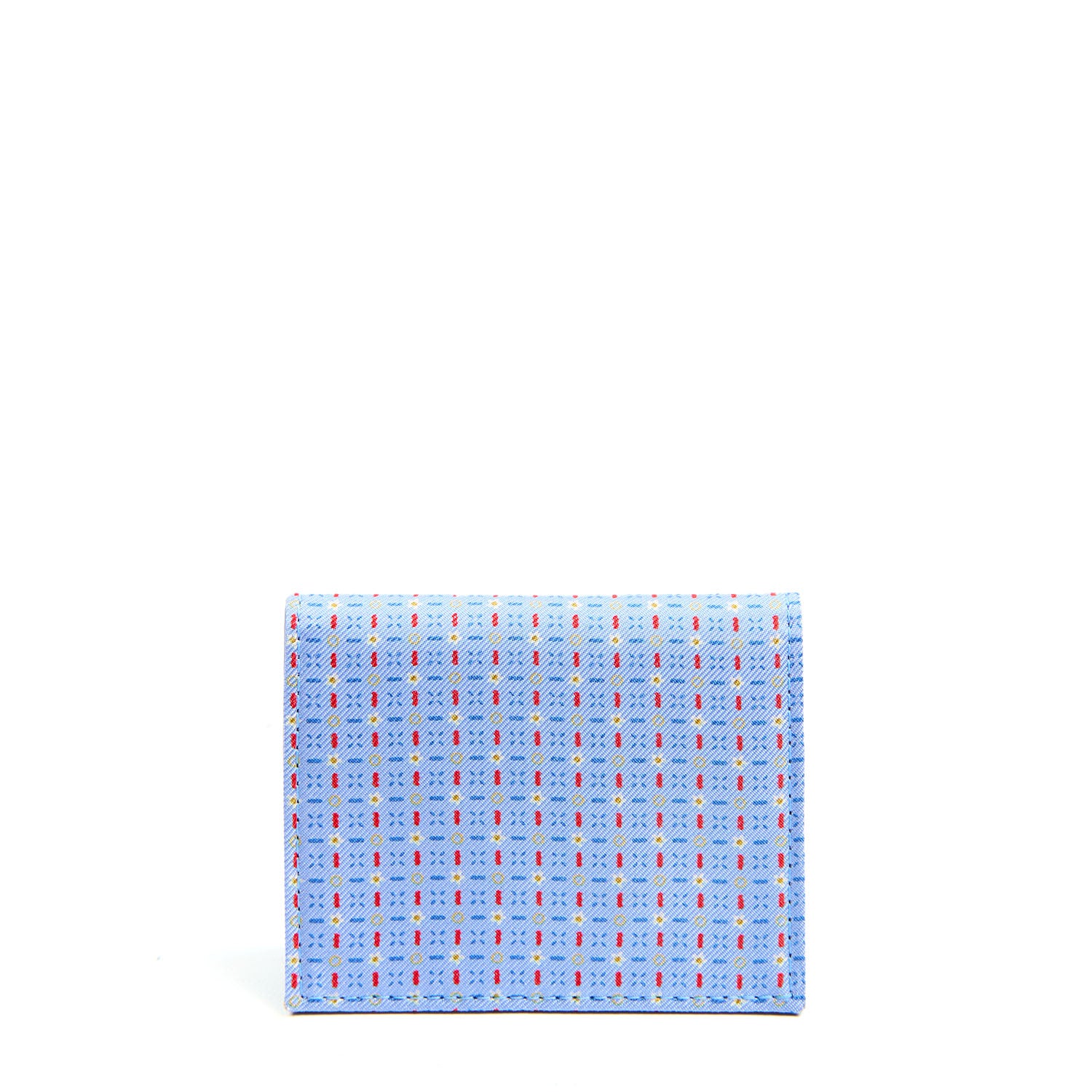 LIGHT BLUE SILK AND LEATHER FOLDING CARD HOLDER