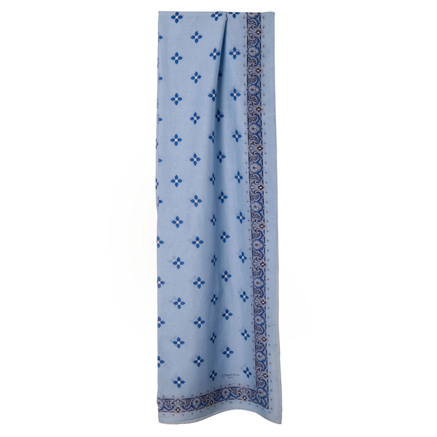 LIGHT BLUE STOLE IN COTTON VOILE AND SILK