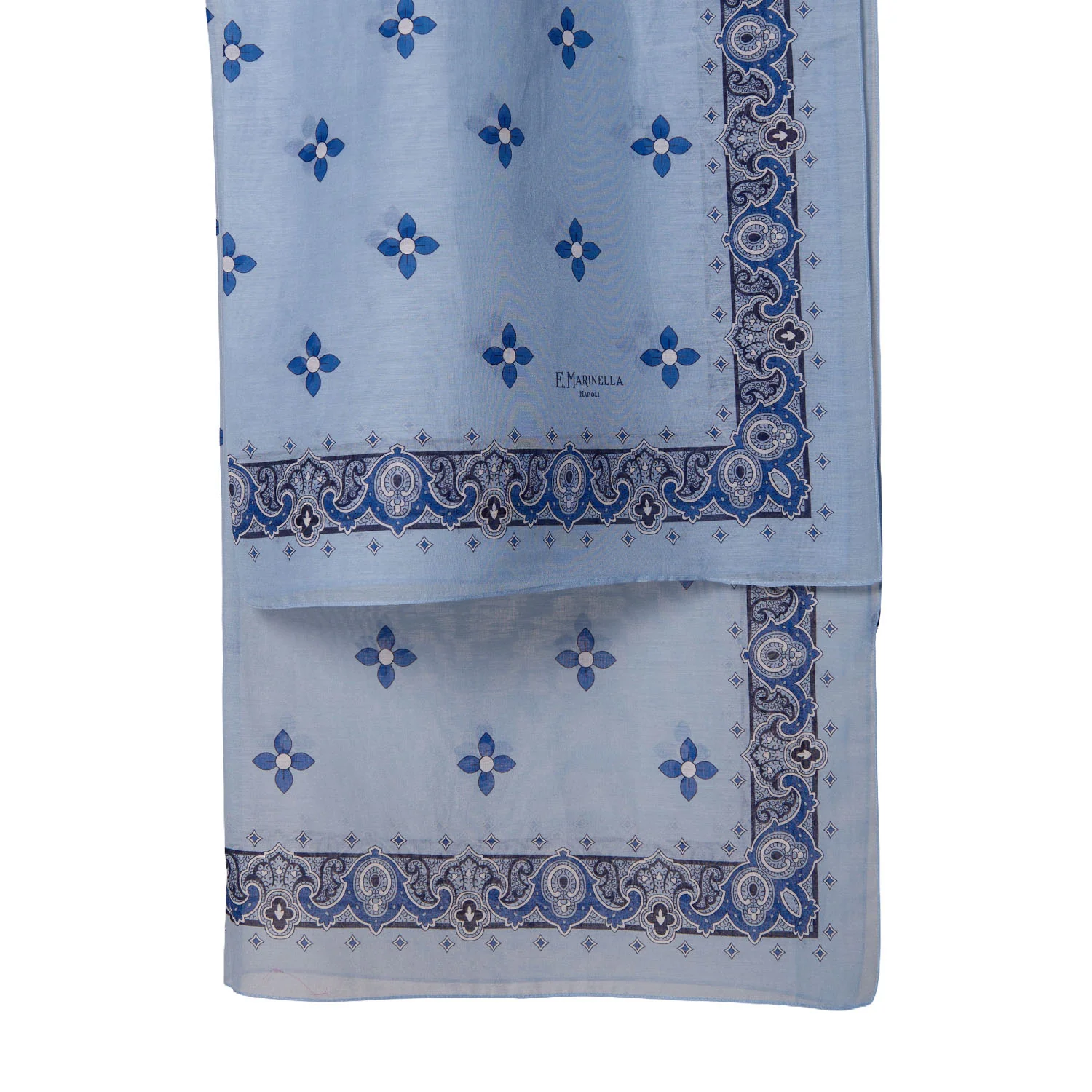 LIGHT BLUE STOLE IN COTTON VOILE AND SILK - Image 2