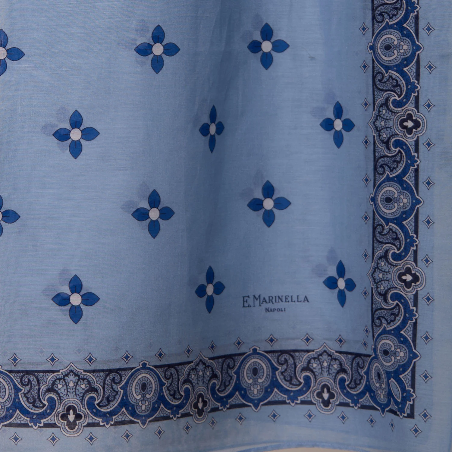 LIGHT BLUE STOLE IN COTTON VOILE AND SILK - Image 3