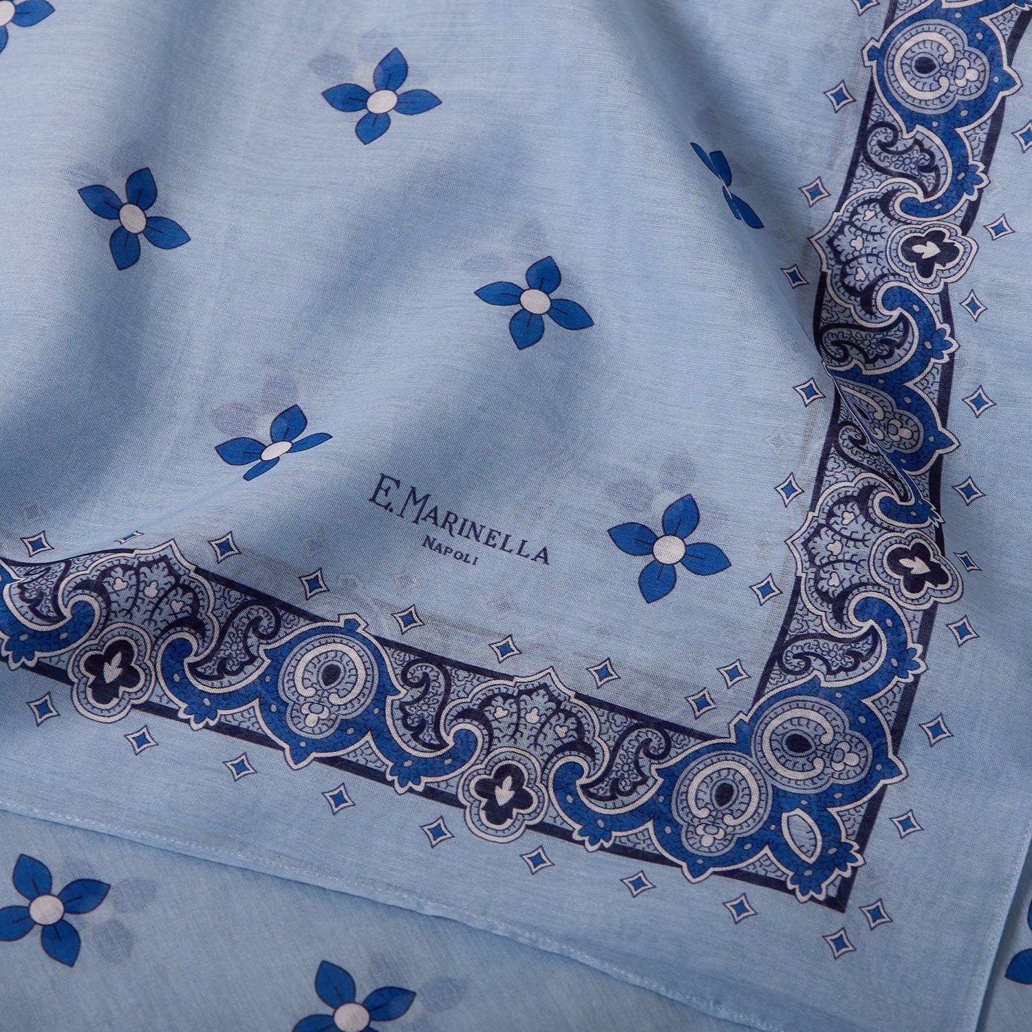 LIGHT BLUE STOLE IN COTTON VOILE AND SILK - Image 4