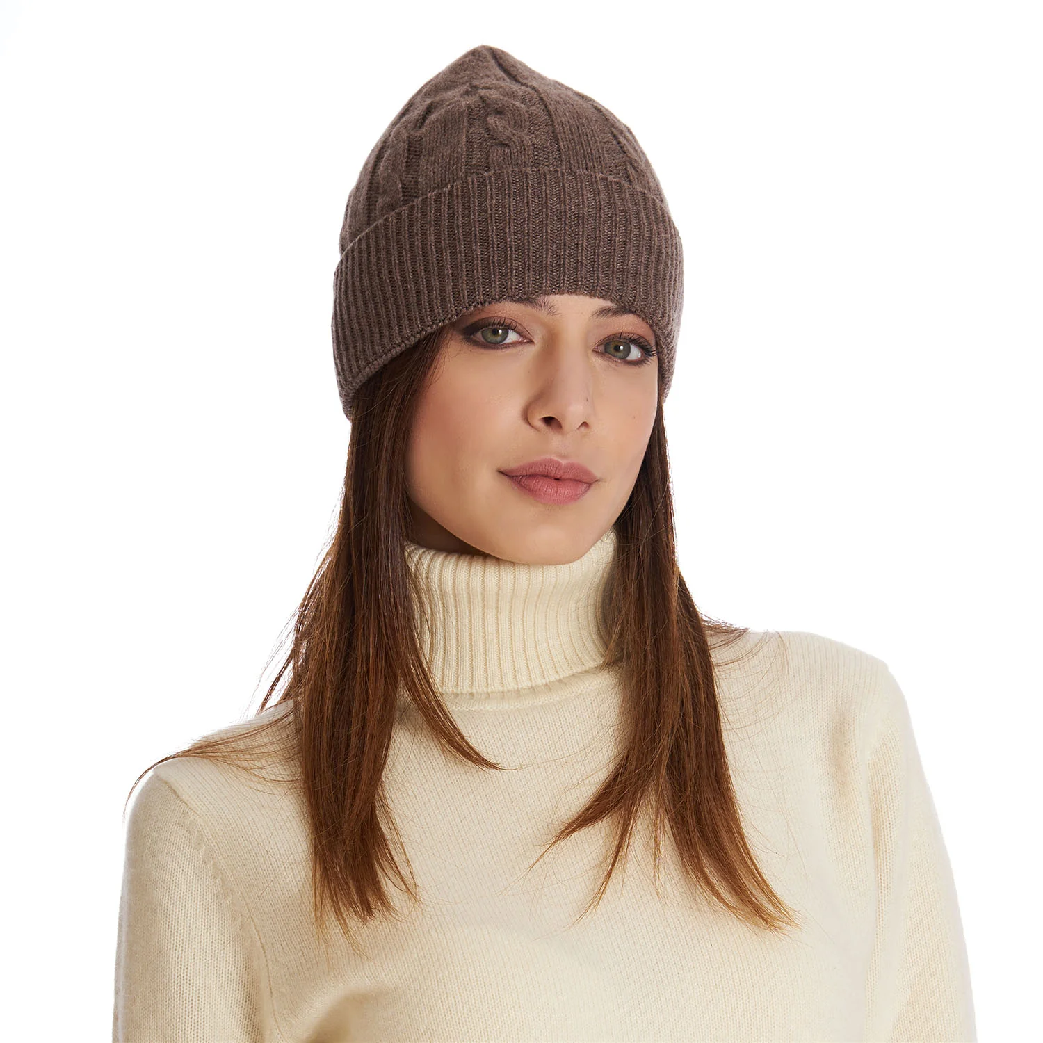 LIGHT BROWN BRAIDED BEANIE - Image 2