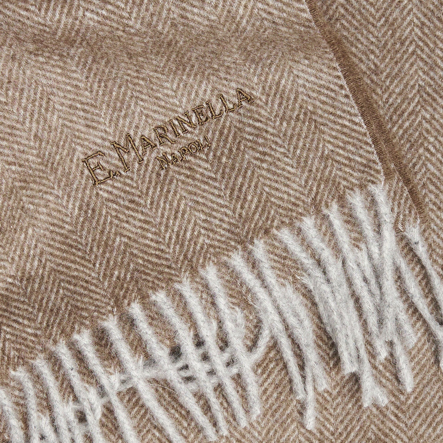 LIGHT BROWN FRINGED SCARF - Image 3