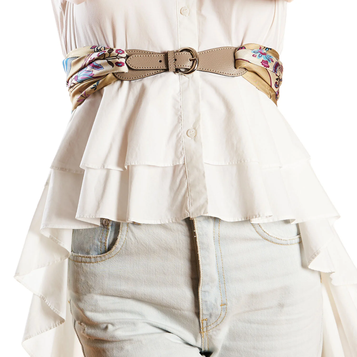 LIGHT BROWN LEATHER SCARF BUCKLE - Image 2