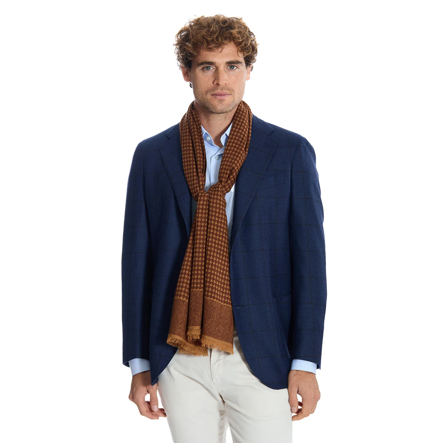 LIGHT BROWN WOOL AND SILK SCARF - Image 2