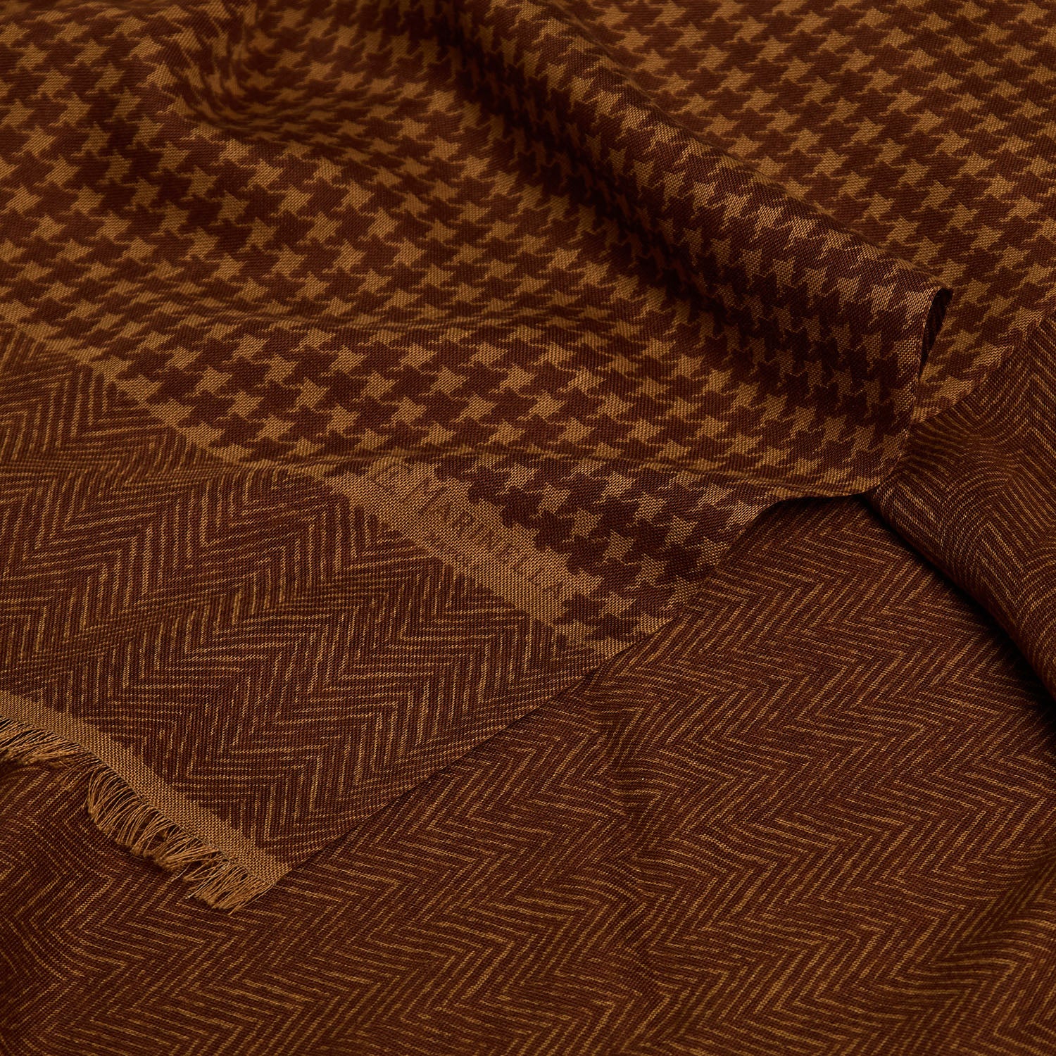 LIGHT BROWN WOOL AND SILK SCARF - Image 5