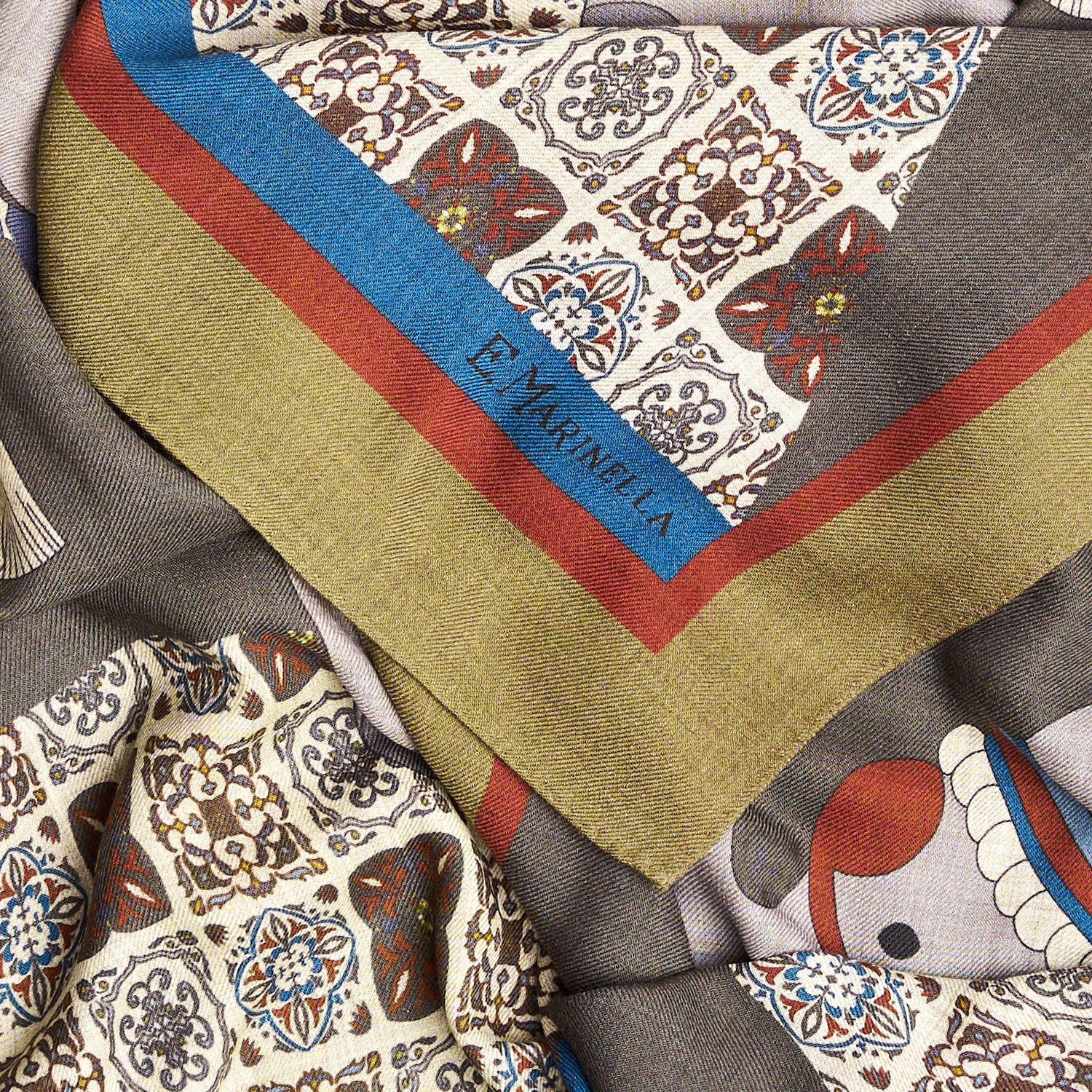 LIGHT GREEN AND GRAY WIDE WOOL SCARF 140 - Image 4