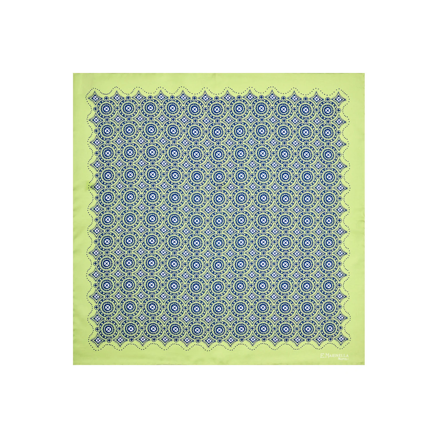 LIGHT GREEN HAND-PRINTED SILK POCKET SQUARE