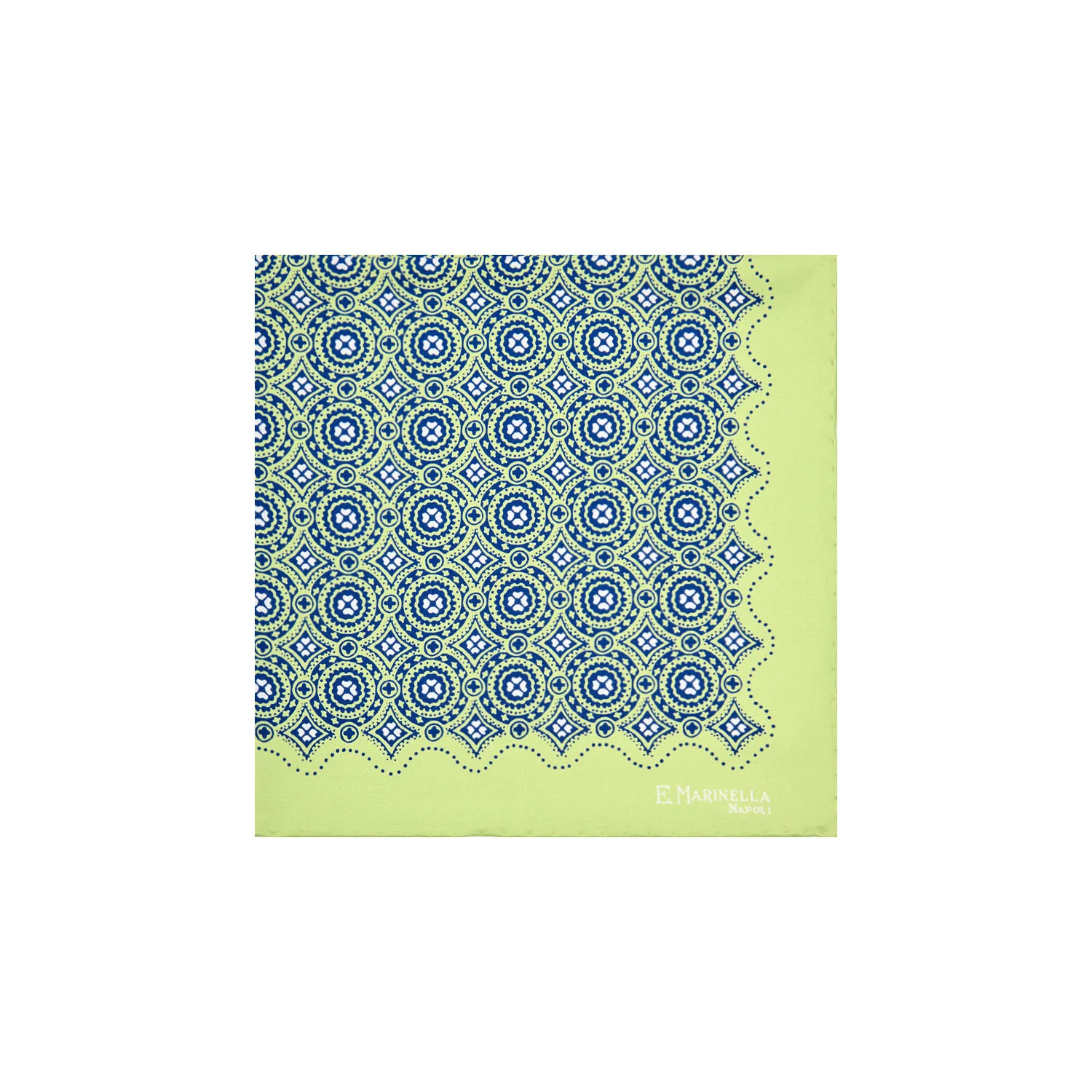 LIGHT GREEN HAND-PRINTED SILK POCKET SQUARE - Image 2