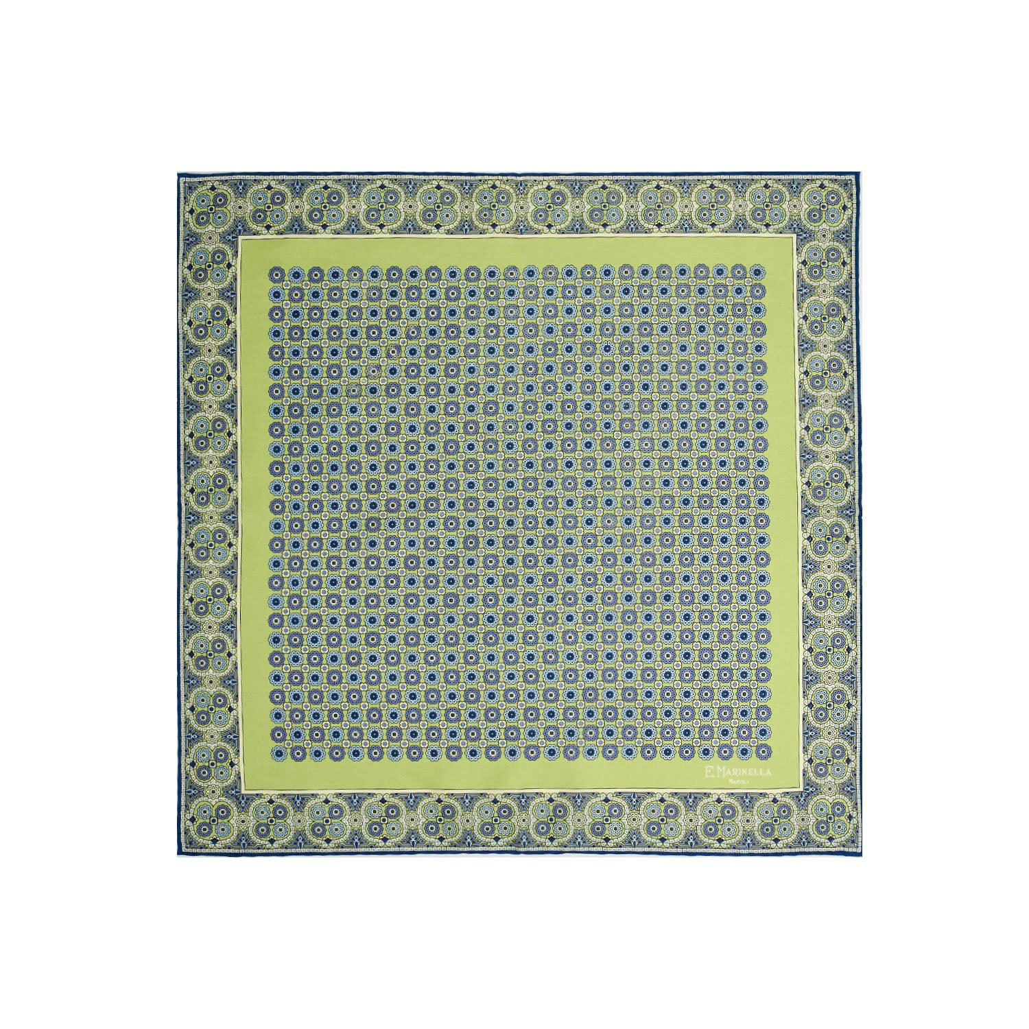 LIGHT GREEN HAND-PRINTED SILK POCKET SQUARE