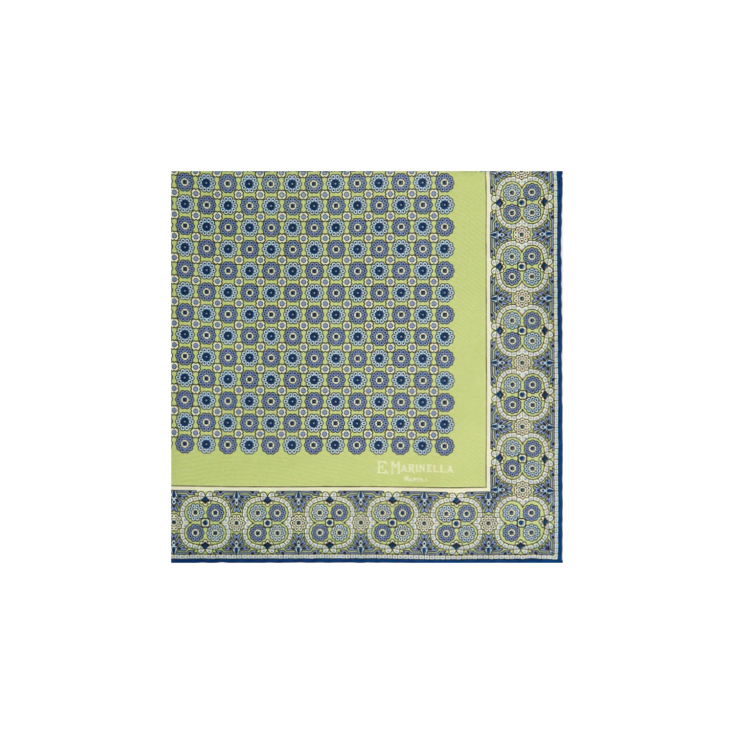 LIGHT GREEN HAND-PRINTED SILK POCKET SQUARE - Image 2