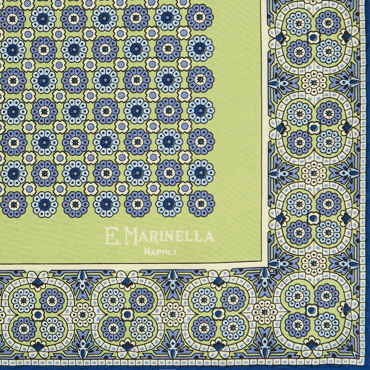 LIGHT GREEN HAND-PRINTED SILK POCKET SQUARE - Image 3
