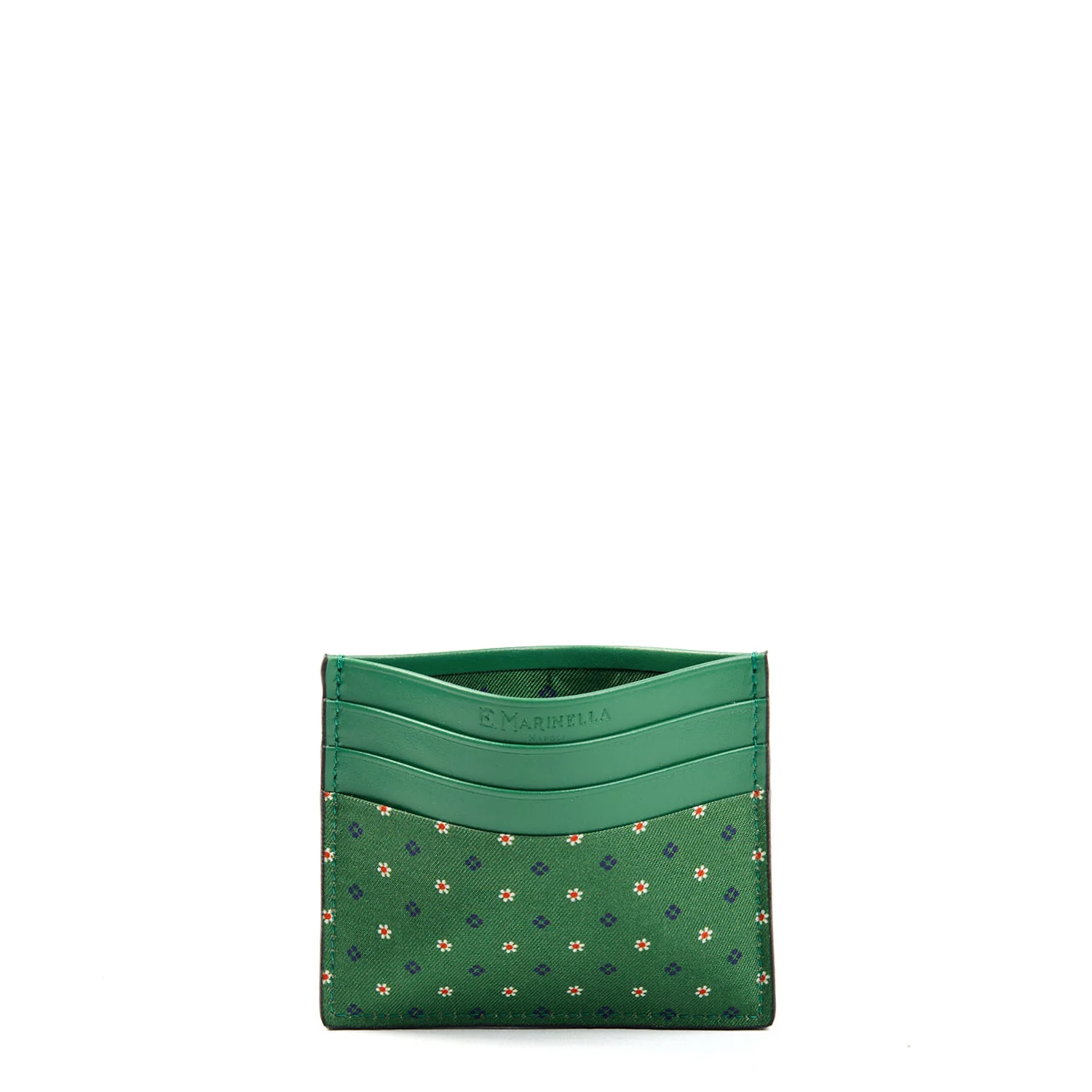 LIGHT GREEN LEATHER AND SILK CREDIT CARD HOLDER - Image 2