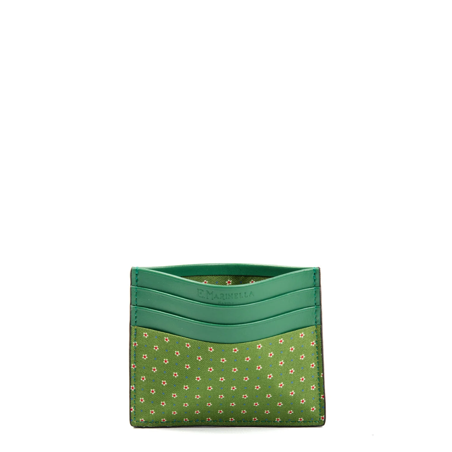 LIGHT GREEN LEATHER AND SILK CREDIT CARD HOLDER - Image 2