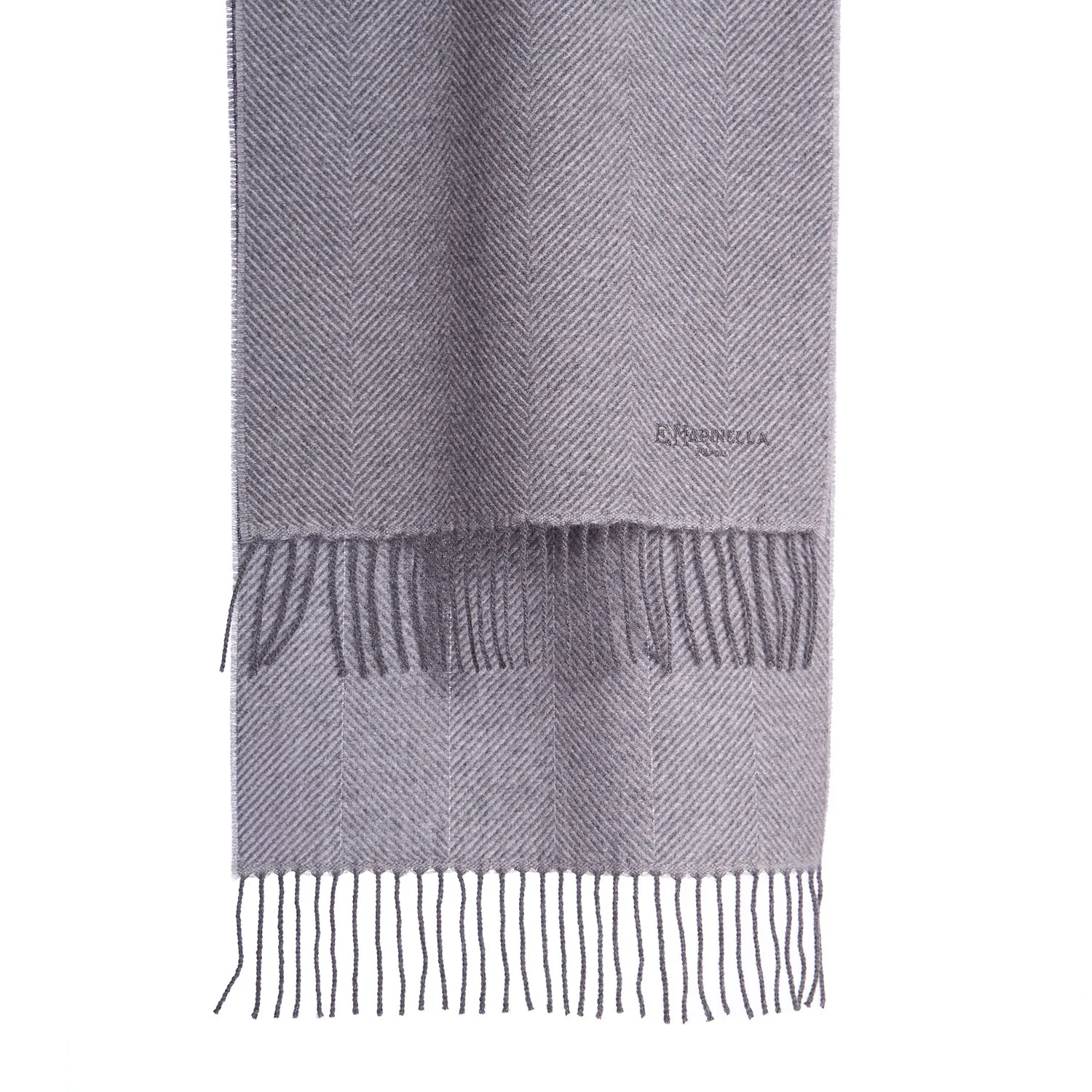 LIGHT GREY FRINGED SCARF - Image 2