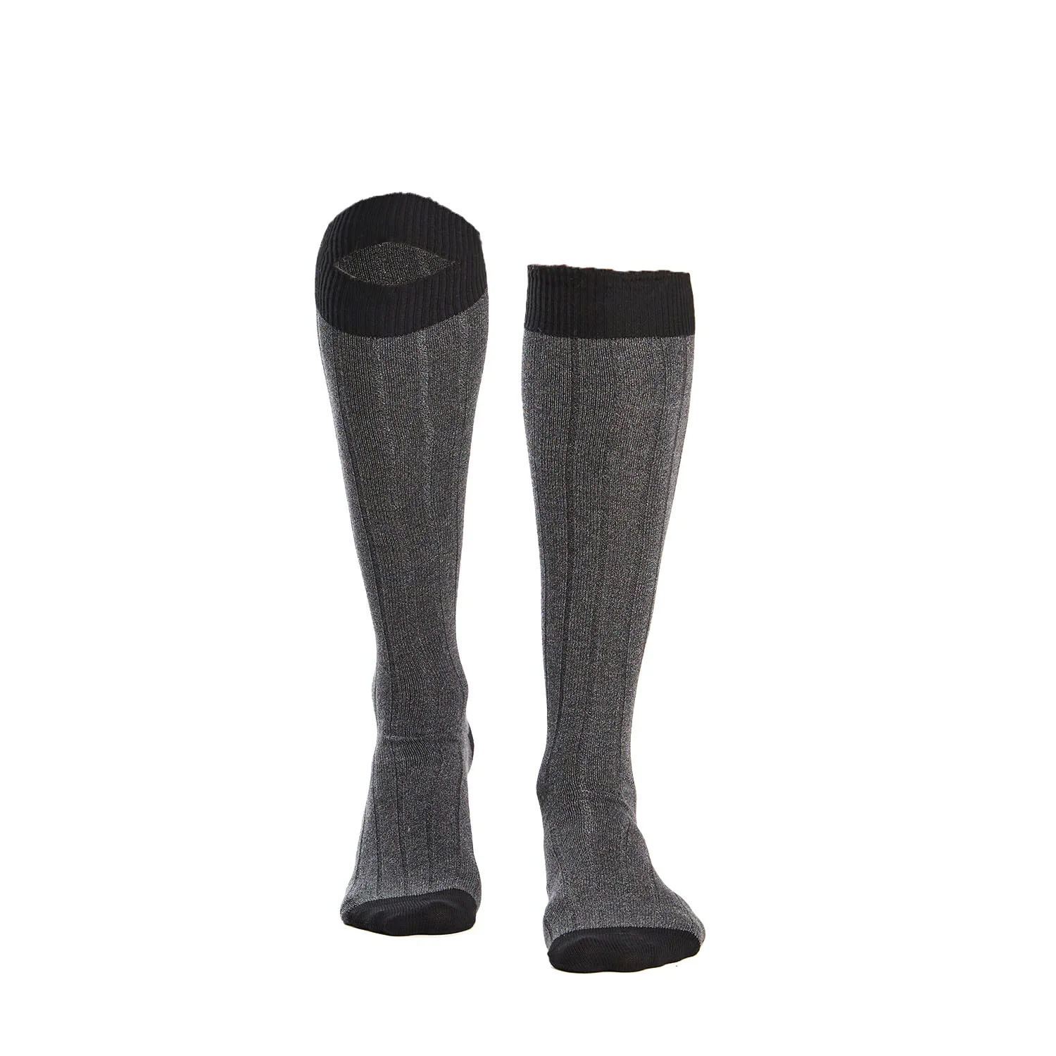 LONG GREY AND BLACK BICOLOR COTTON SOCKS