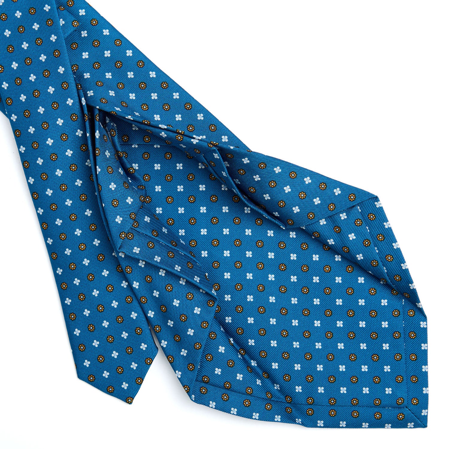MID BLUE 7 FOLD SARTORIAL SILK TIE