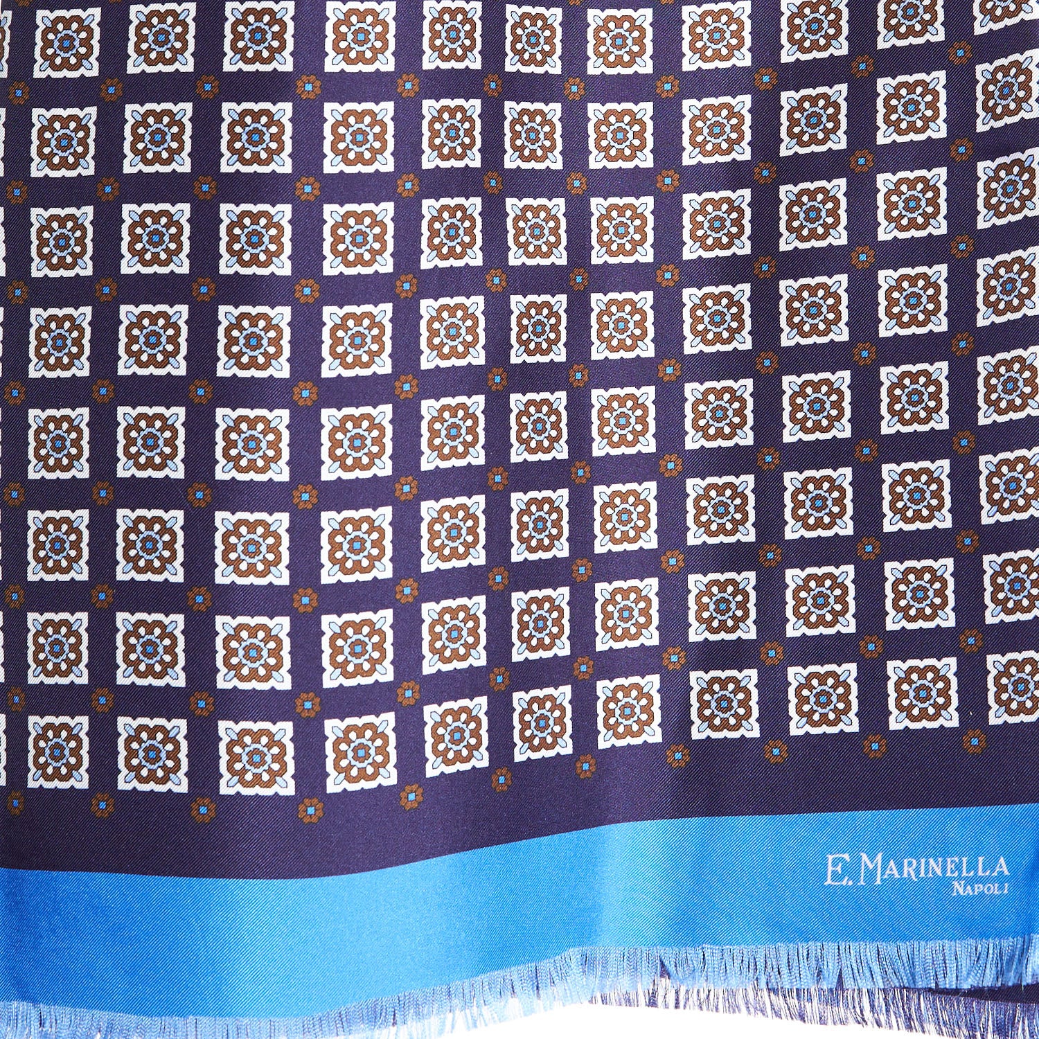 MIDNIGHT AND LIGHT BLUE DOUBLE SILK SCARF - Image 3