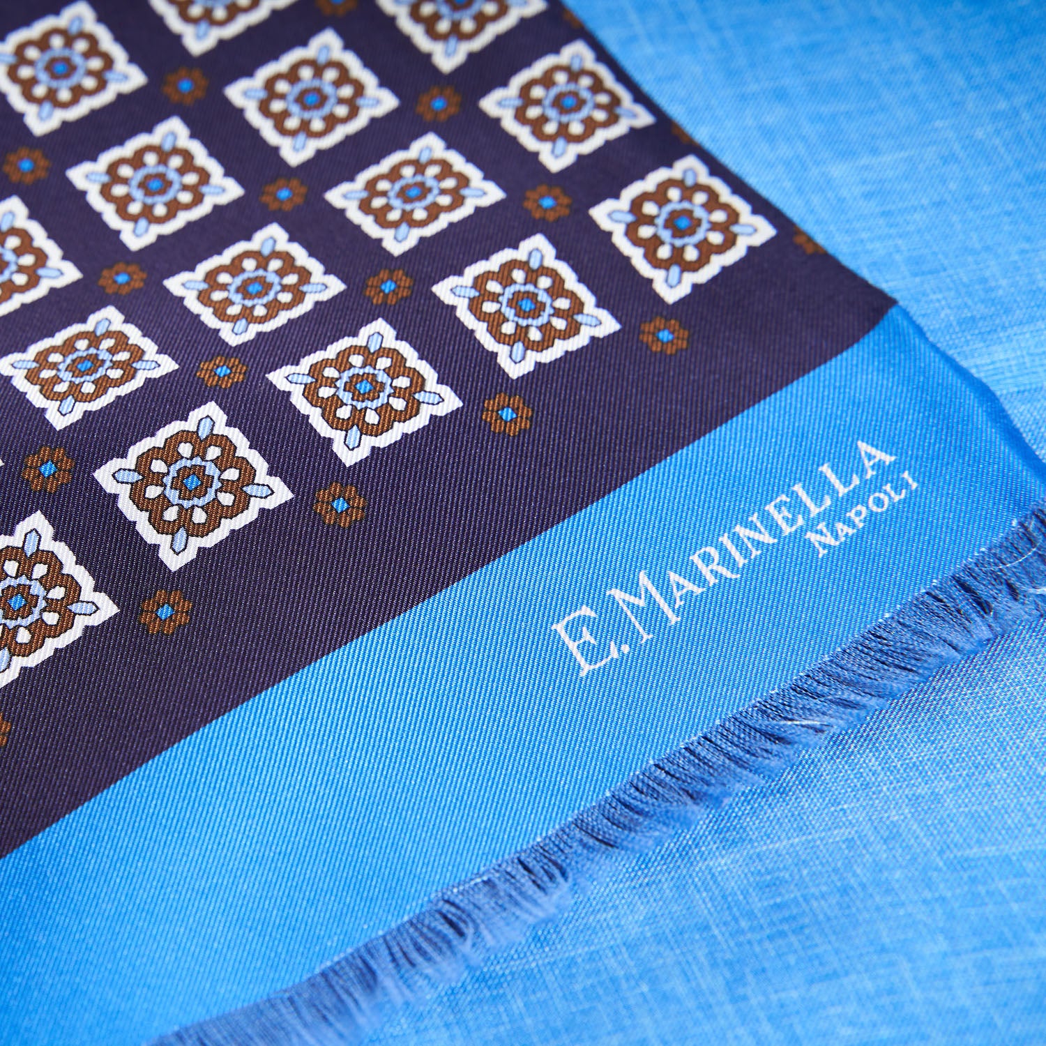 MIDNIGHT AND LIGHT BLUE DOUBLE SILK SCARF - Image 4