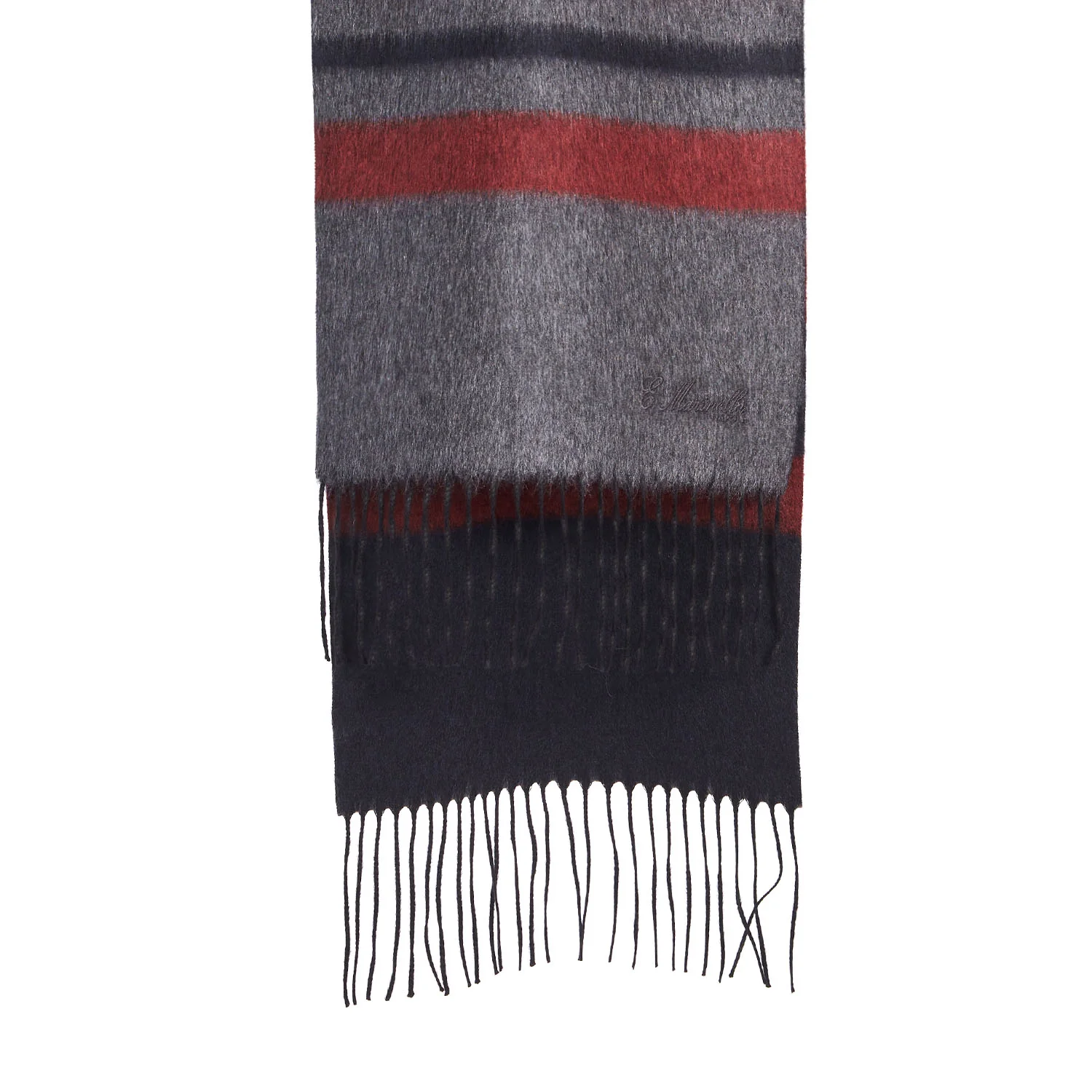 MULTICOLOR GREY AND RED SILK AND CASHMERE SCARF - Image 3