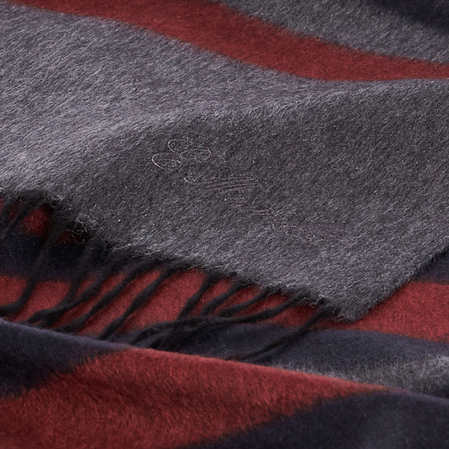 MULTICOLOR GREY AND RED SILK AND CASHMERE SCARF - Image 4