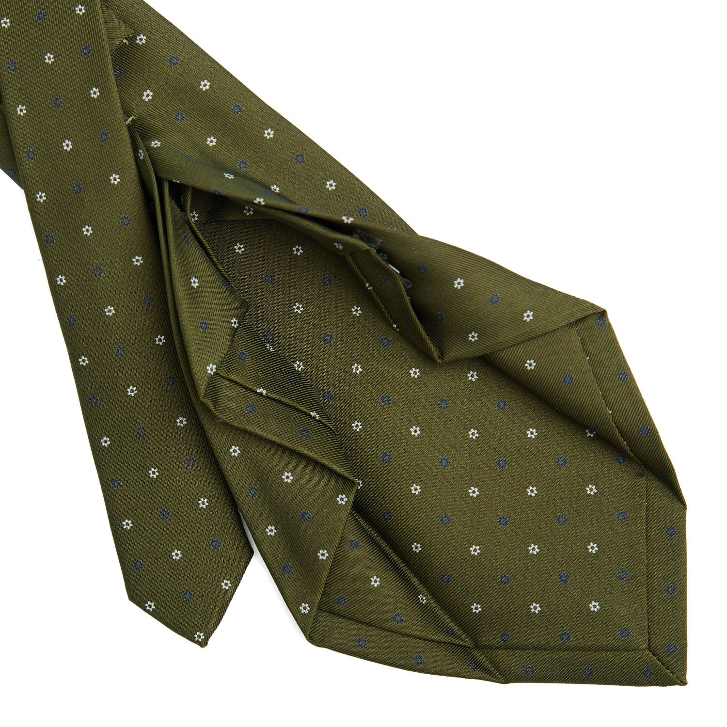 OLIVE GREEN 7 FOLD SARTORIAL SILK TIE