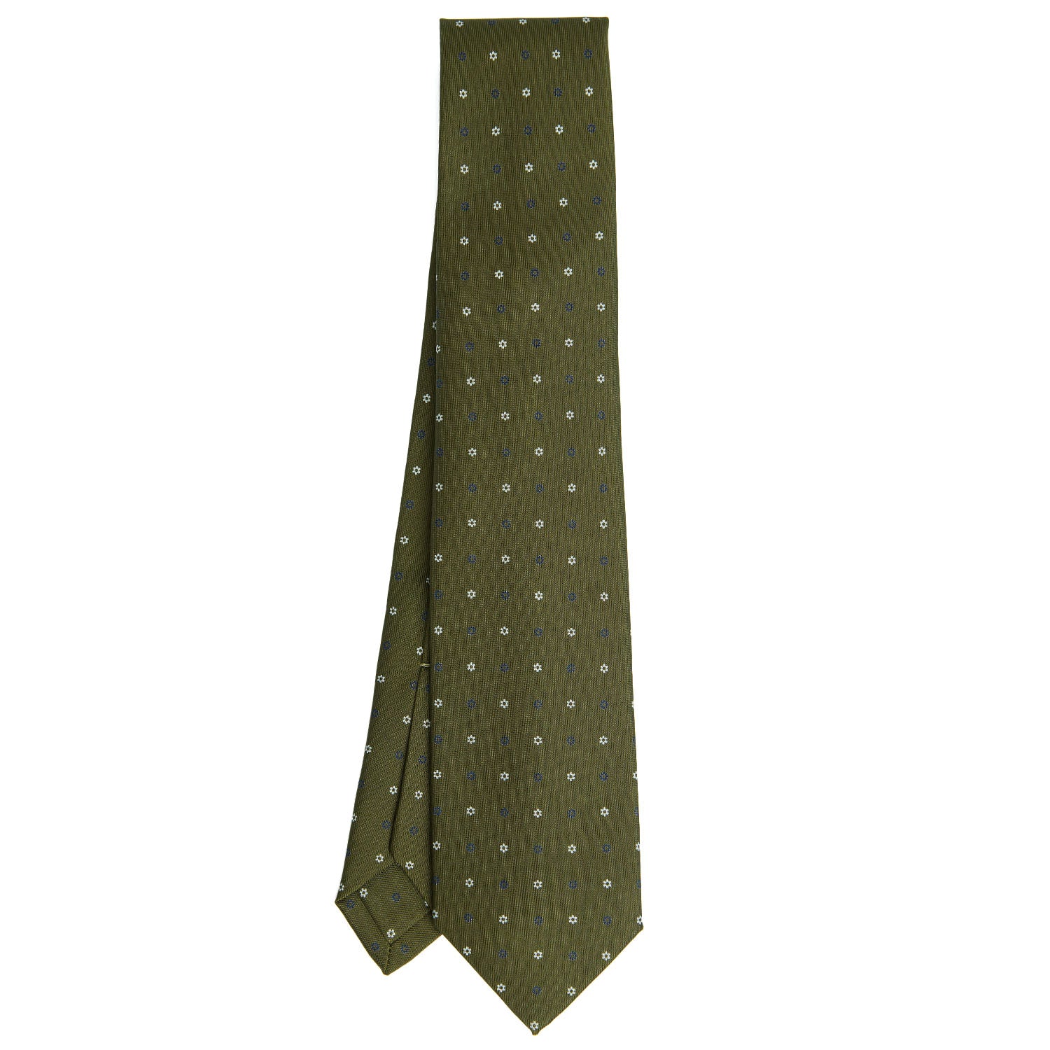 OLIVE GREEN 7 FOLD SARTORIAL SILK TIE - Image 2