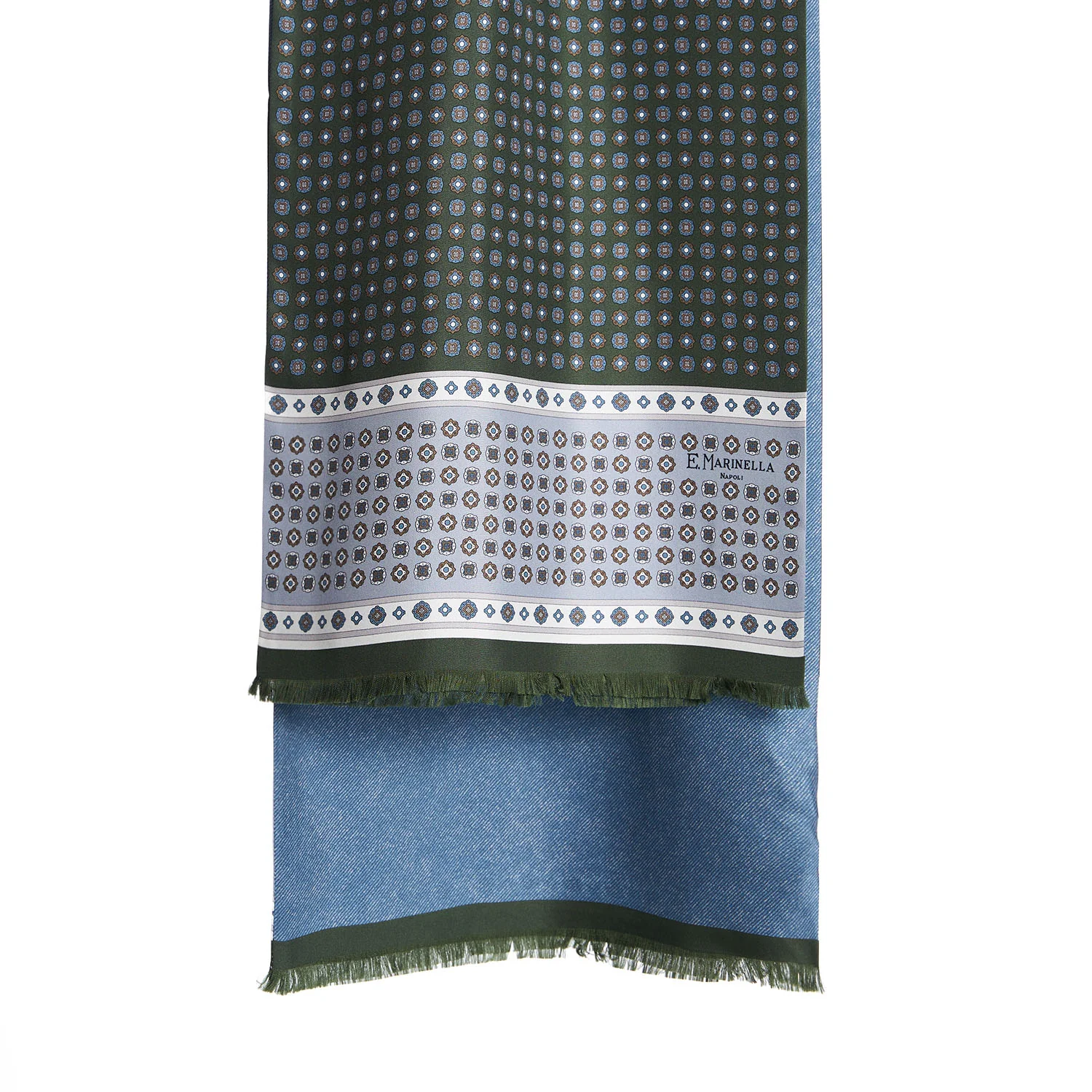 OLIVE GREEN DOUBLE SILK SCARF - Image 2