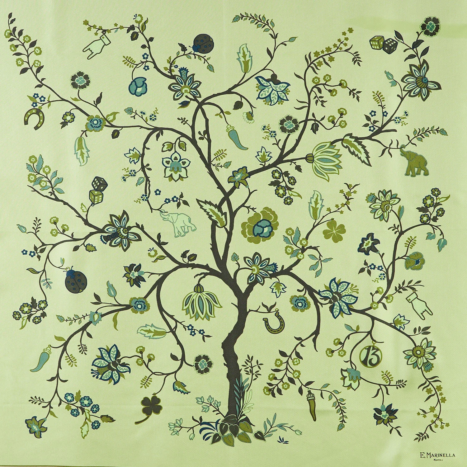 OLIVE GREEN SILK SCARF 90 - Image 2