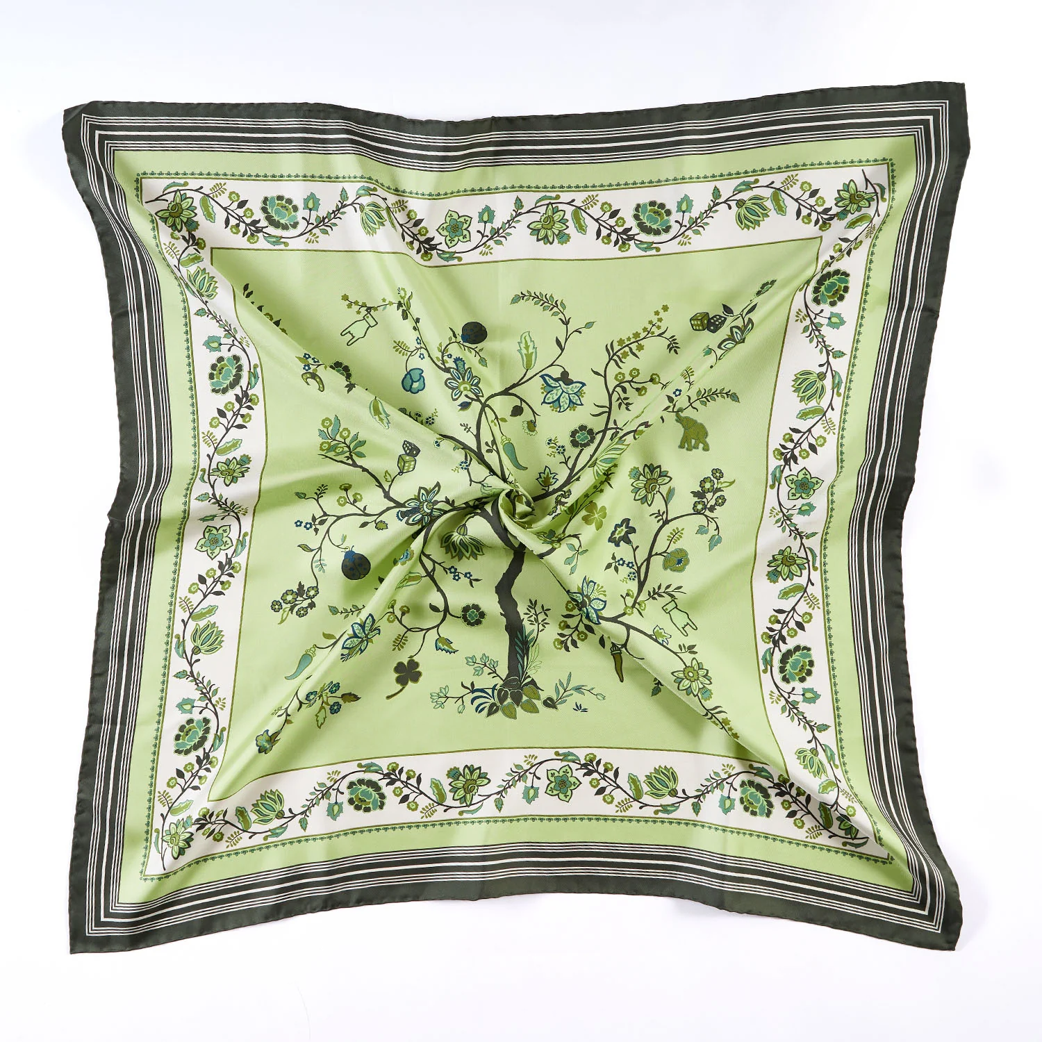 OLIVE GREEN SILK SCARF 90 - Image 3