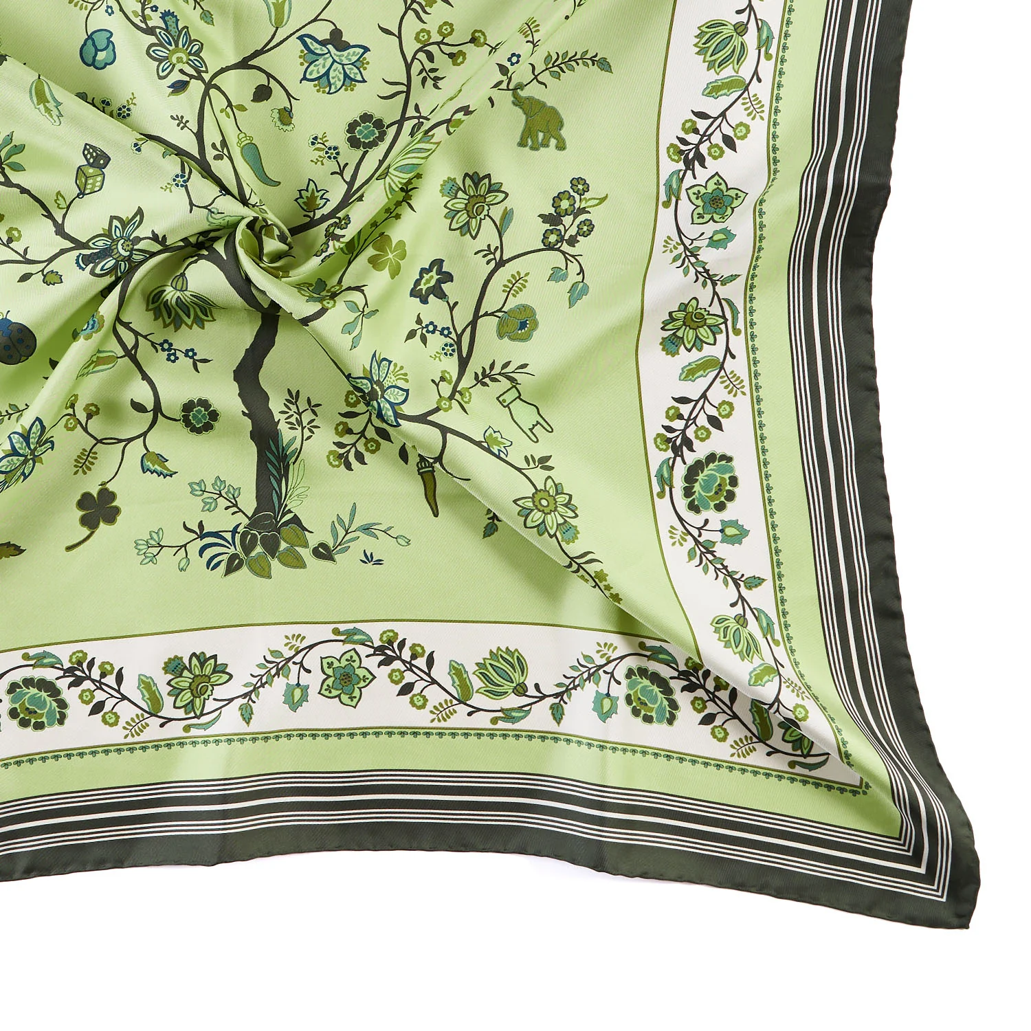 OLIVE GREEN SILK SCARF 90 - Image 4