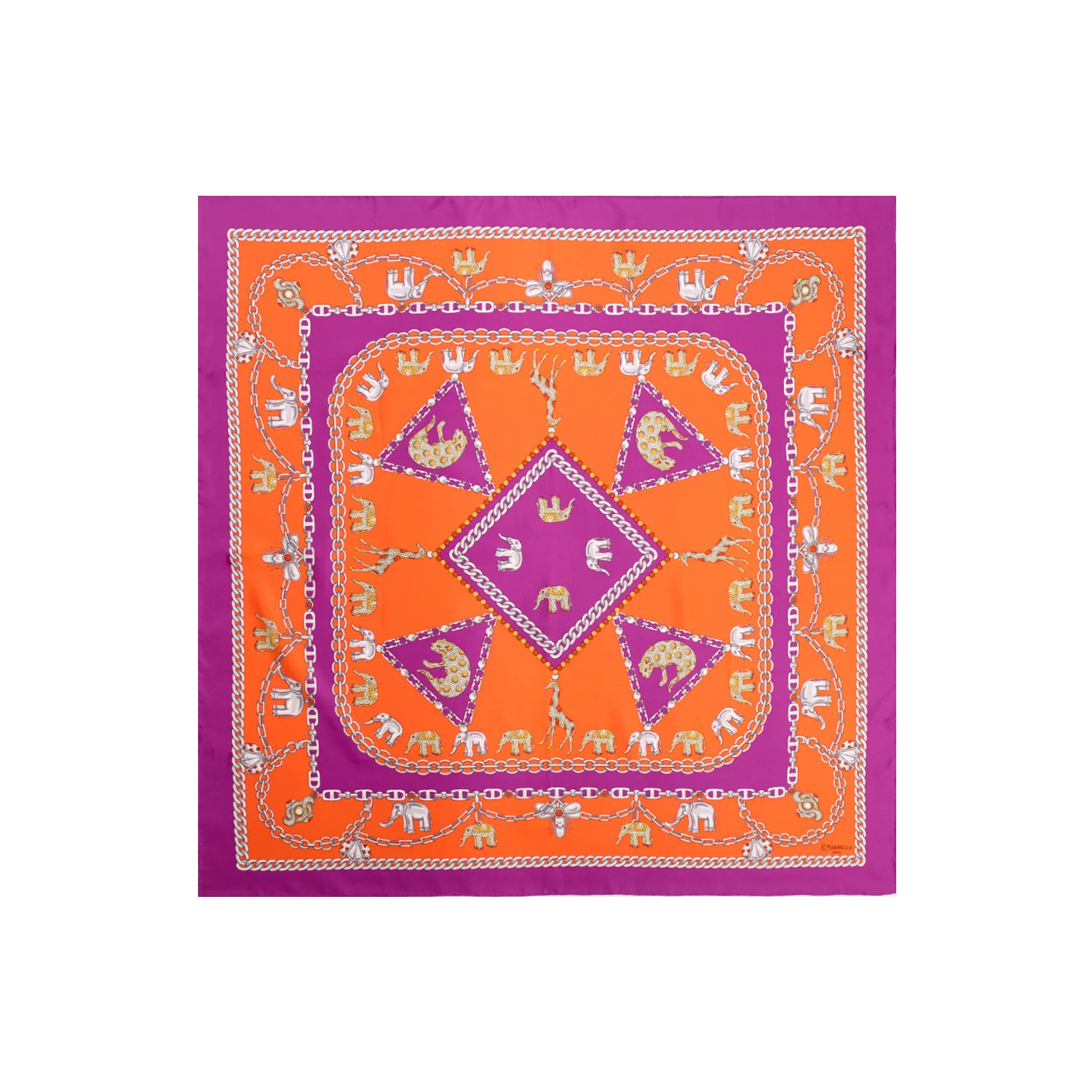 ORANGE AND FUCHSIA SILK SCARF 90