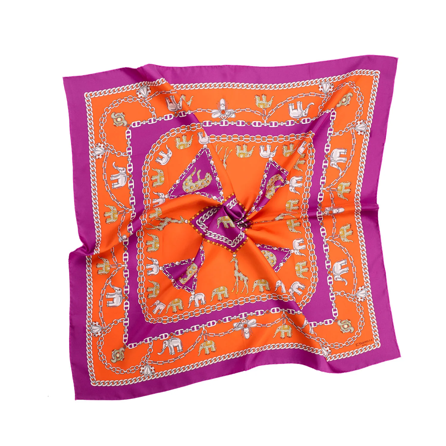 ORANGE AND FUCHSIA SILK SCARF 90 - Image 2