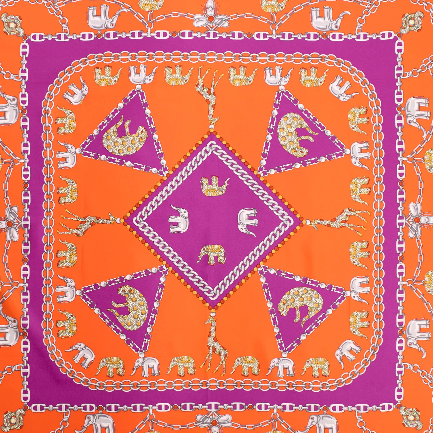 ORANGE AND FUCHSIA SILK SCARF 90 - Image 4