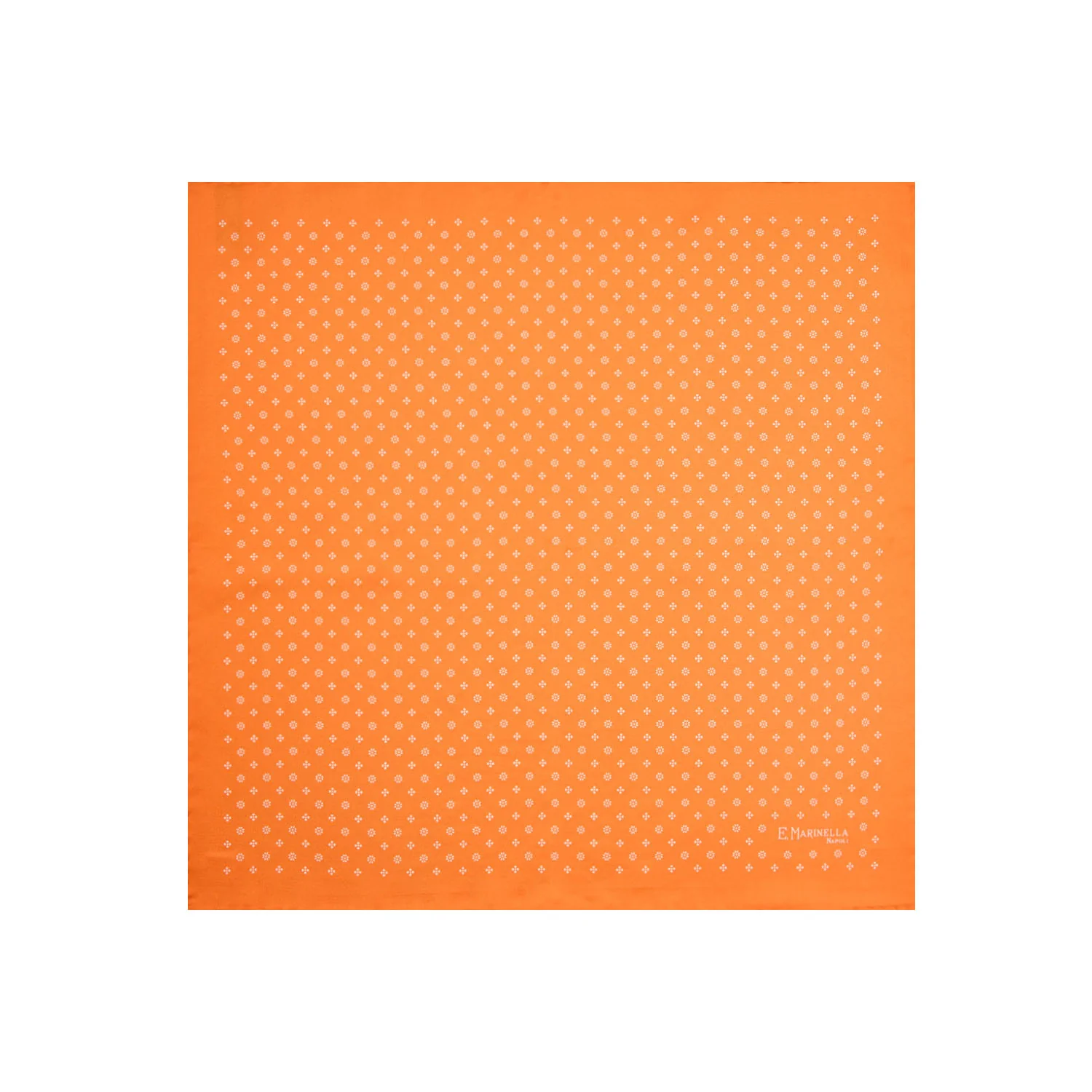 ORANGE HAND-PRINTED SILK POCKET SQUARE