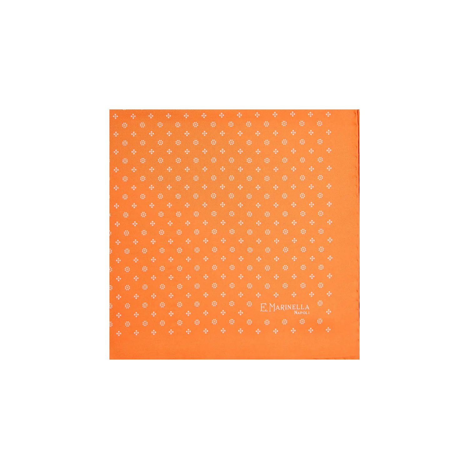 ORANGE HAND-PRINTED SILK POCKET SQUARE - Image 2