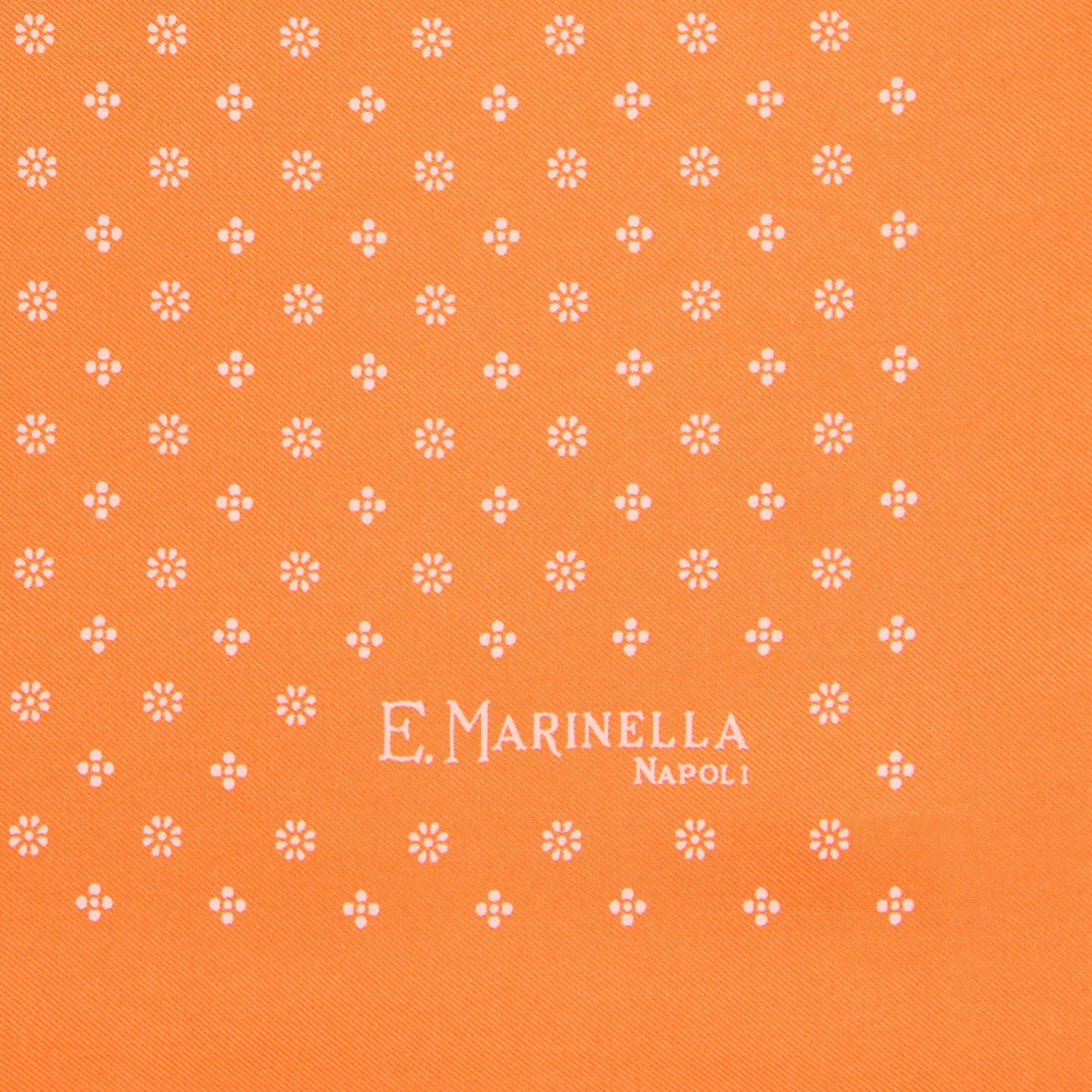 ORANGE HAND-PRINTED SILK POCKET SQUARE - Image 3
